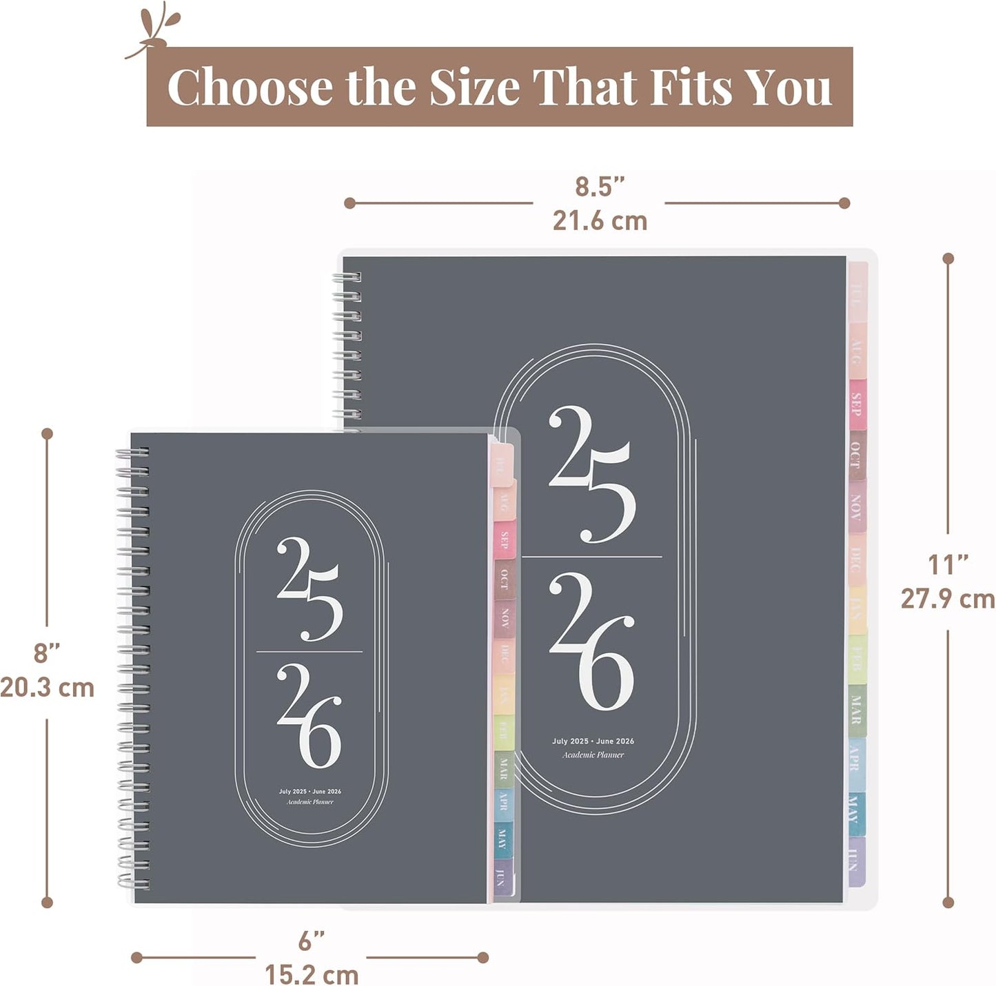 Rileys Academic Planner 2025-2026, Daily, Weekly & Monthly Planner, July 2025 - June 2026, Student Notes Pages, Twin-Wire Binding, Weekly Agenda for School & Work (8.5 x 11-Inches, Black)