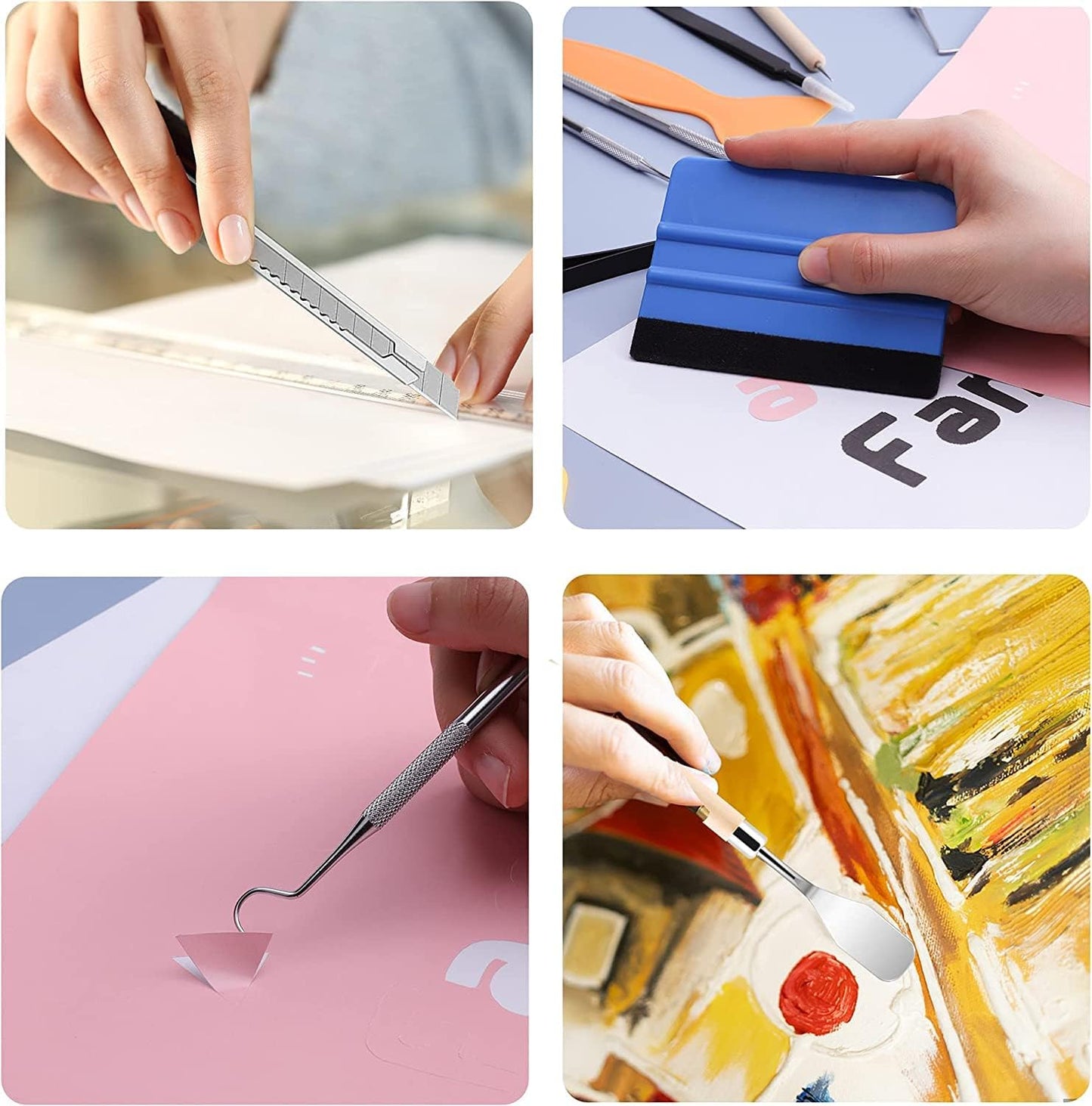 Famomatk 23PCS Weeding Tools for Vinyl, Craft Weeding Tools Set with 12Inch Paper Cutter and Trimmer for Scrapbooking,Silhouettes,Cameos,Lettering,Cutting,Craft Paper, Labels and Cardstock(White)