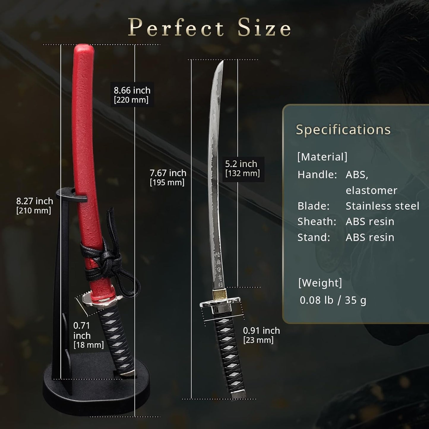 Mini Japanese Samurai Katana Sword Paper Knife Letter Opener 8.3 inch Made in JAPAN (Sakamoto Rouma Horizontal Type)