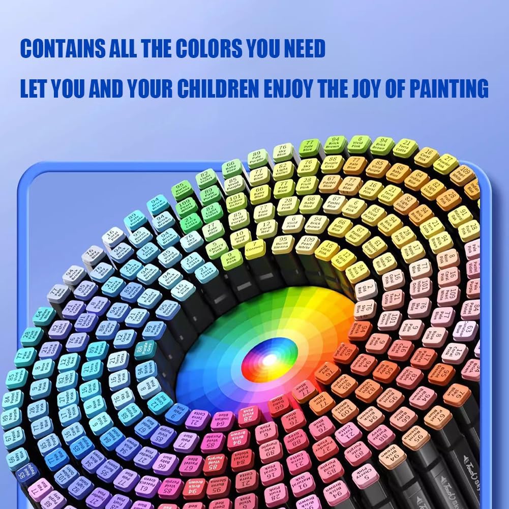 Alcohol Markers, 168 Colors Art Drawing Set for Kids Adults, Dual Tip Permanent Sketch Markers with Organizing Case