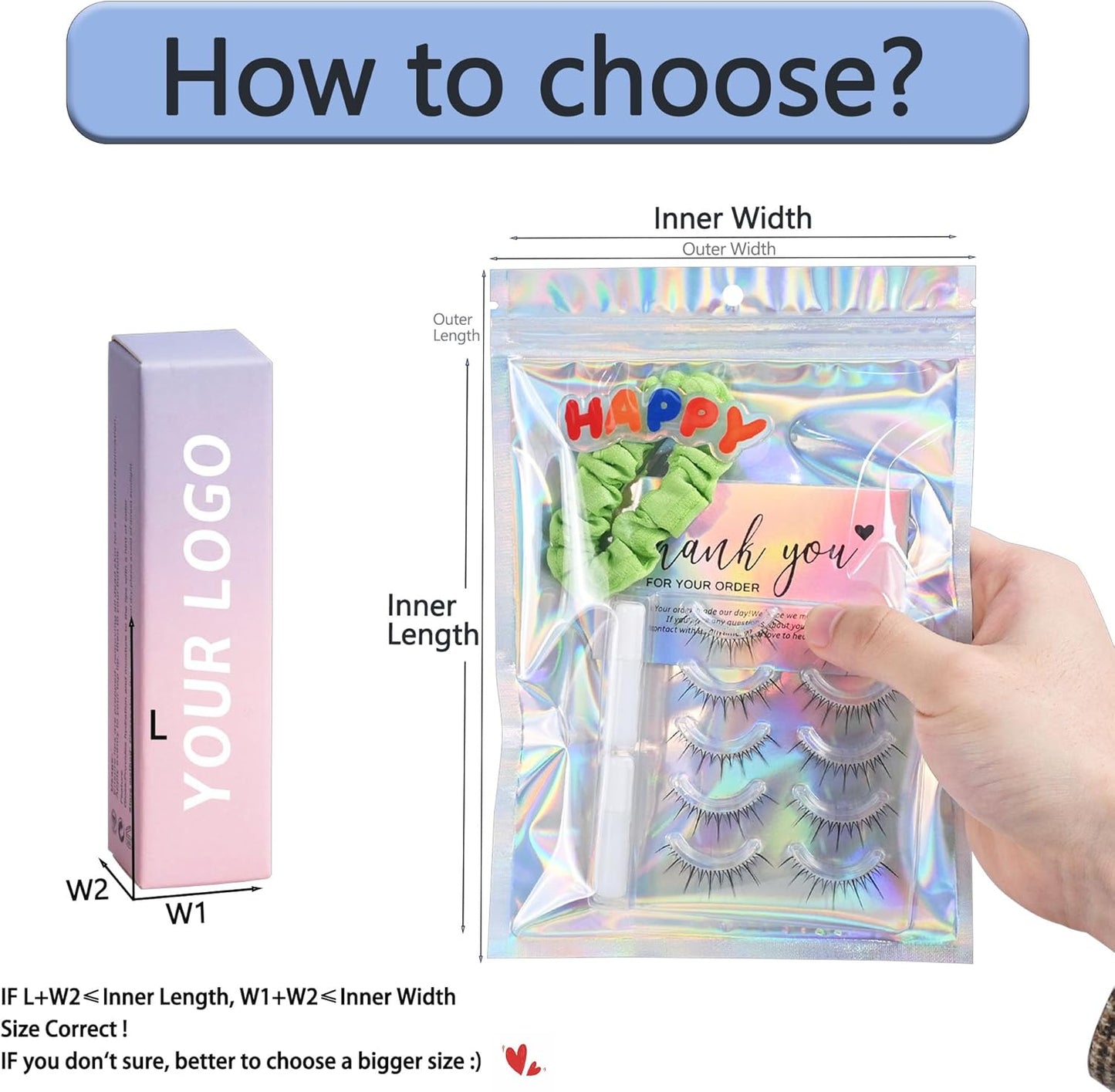 100 Pack Holographic Resealable Plastic Bags for Food Storage, Zipper Bags with Clear Front Window, Packaging Pouch for Small Business (100 Pack, 4x7.2 inch)