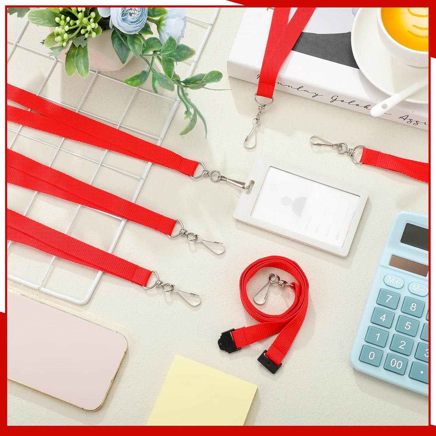 Patelai 120 Pcs Breakaway Lanyards with J Hook Bulk Flat for ID Badges Neck Badge Lanyards Card Nametag Holder Neck Straps (Red)