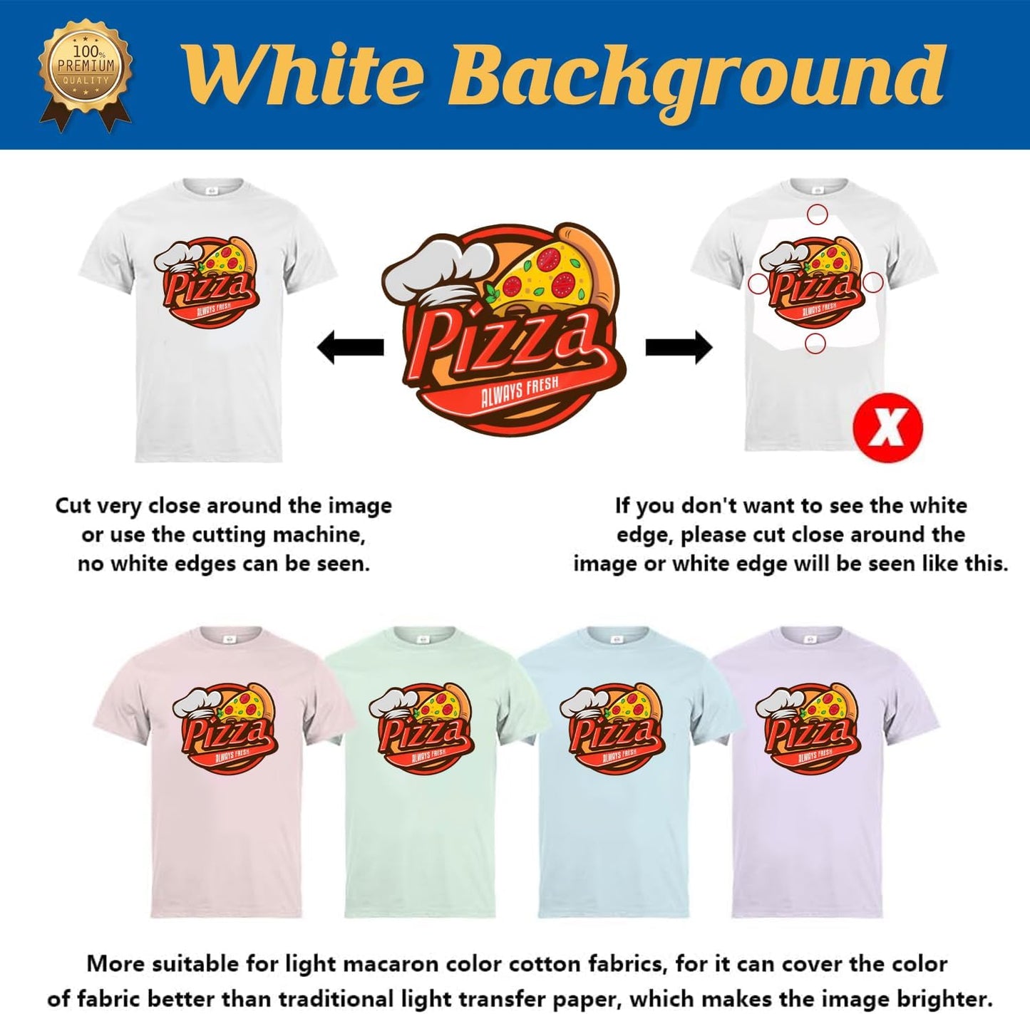 TransOurDream Iron on Heat Transfer Paper for Light T Shirts (50 Sheets, 8.5x11", Light 2.0) Printable HTV Heat Transfer Vinyl for Inkjet Printers Iron on Transfers for White Cotton Fabrics (L2-50)