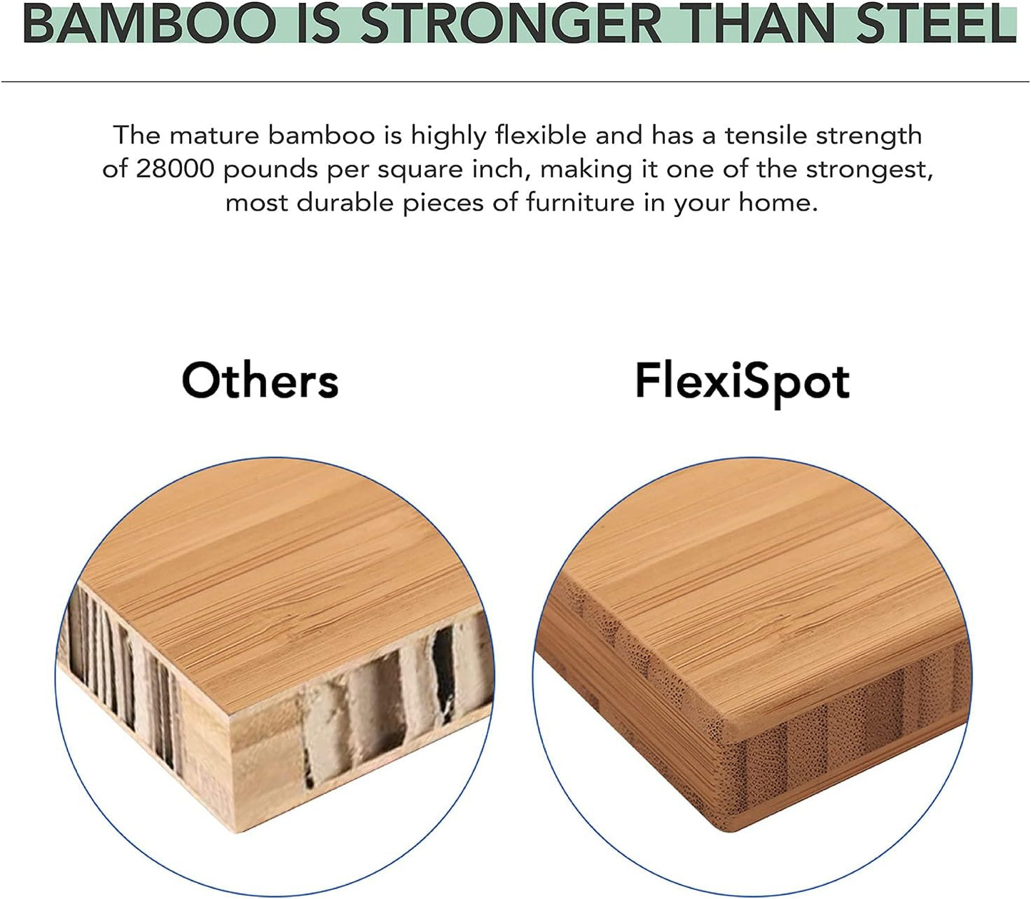 FLEXISPOT E6 Essential Bamboo 3 Stages Dual Motor 78x30 Inch Electric Height Adjustable Standing Whole-Piece Board Desk Sit Stand Up Desk (Black Frame + Bamboo Desktop)