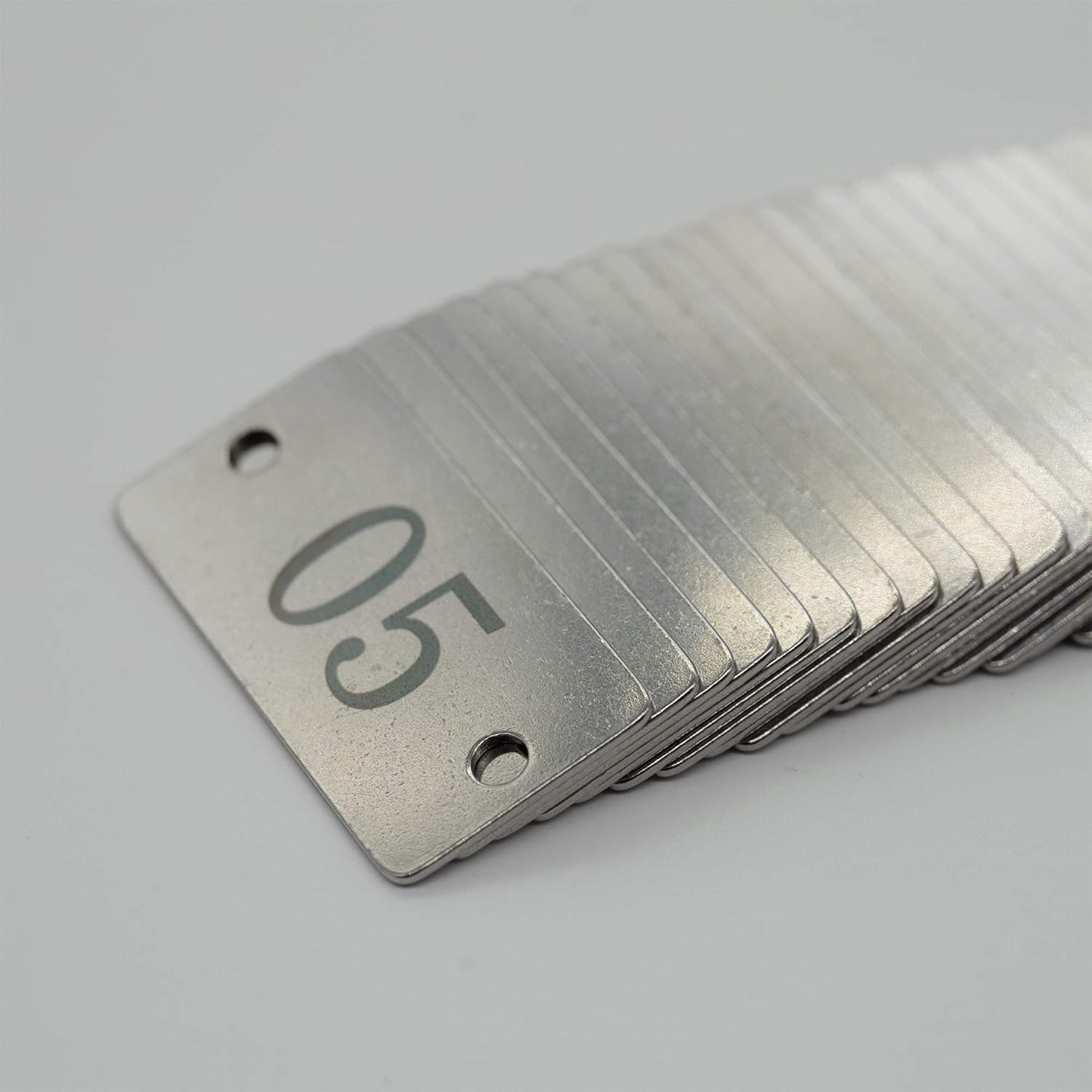 StayMax Stainless Steel Rectangle Numbered Tags with Two Holes (1-50)