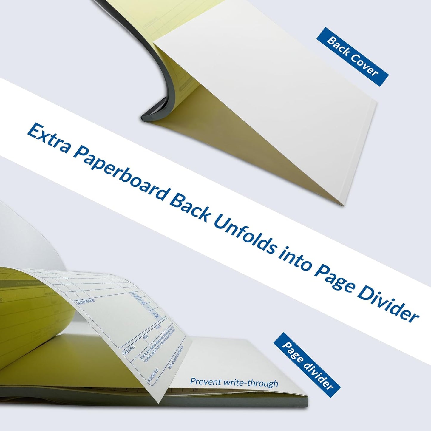Repair Order Book, 2 Part Carbonless Job Work Order Forms - White/Yellow, 5-7/10 x 8-1/4 Inches, Invoice Receipt Book for Small Business, Consecutively Numbered, 200 Sets (4 Packs)