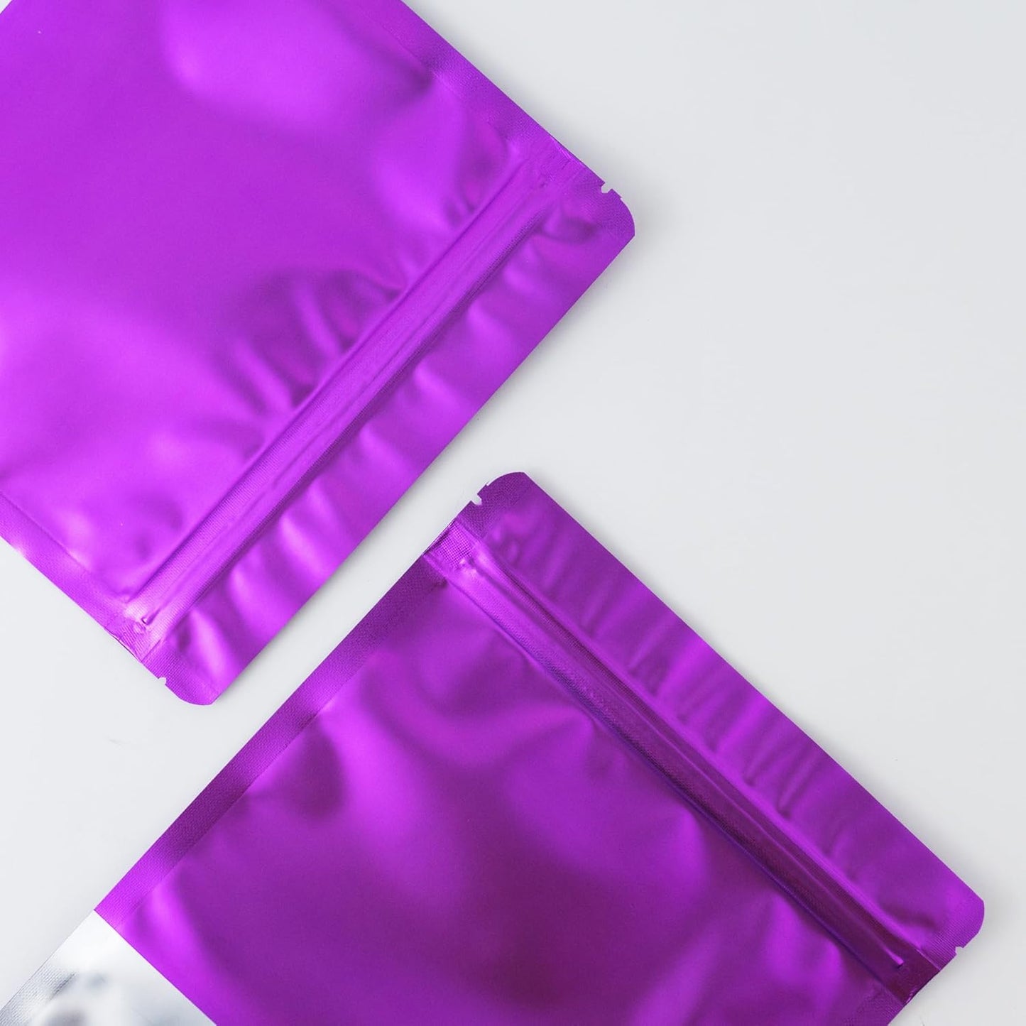4CP 100 Pcs Purple Zipper Smell Proof Bags with Window, 7.0x10.5 Inch Stand Up Foil Pouches for Food Selfsealing Storage, Reusable Bag for Packaging Small Business, Cookies, Nunt, Candy