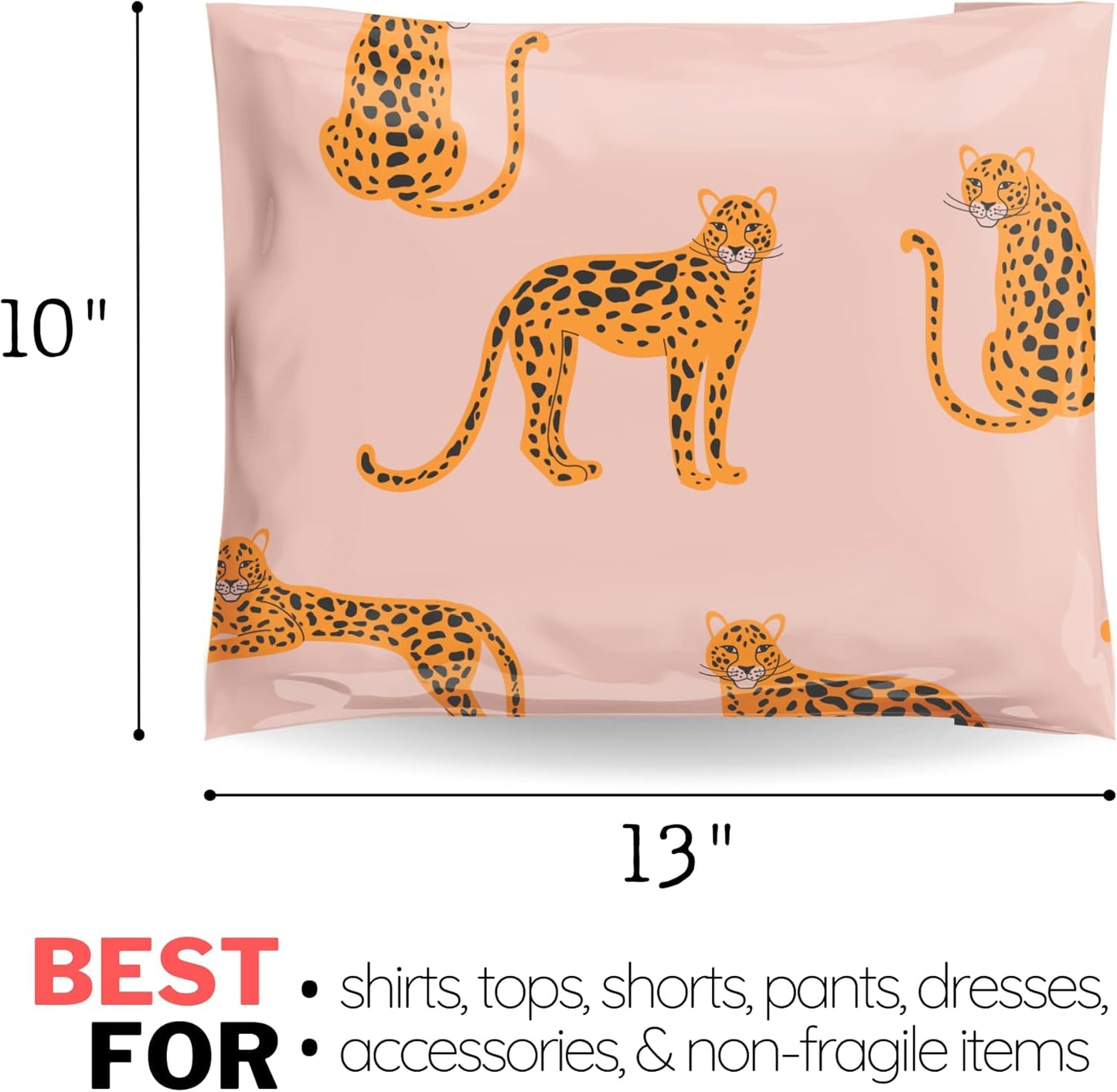 Poly Mailers 10x13 100 Pack | Self-Sealing Shipping Bags Envelopes for Small Business | Waterproof Durable Packaging | Strawberry Safari | Pink Cheetah Animal | à la mode Mailers