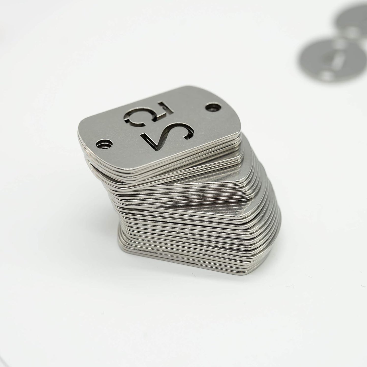 StayMax Rectangular Hollowed Stainless Steel Number Tags Key Tags with Two Holes (1-25)