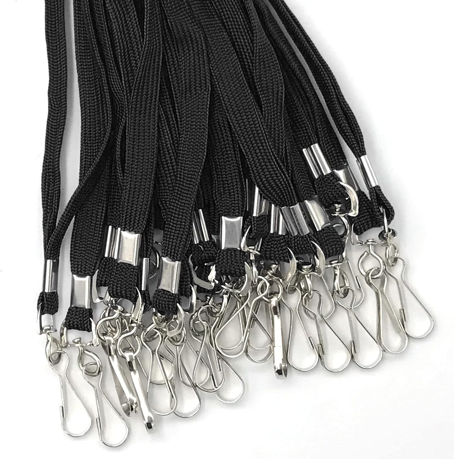Beebel Lanyards 100 Pack Black Lanyards with Swivel Hook Clips for ID Name Badge Holder