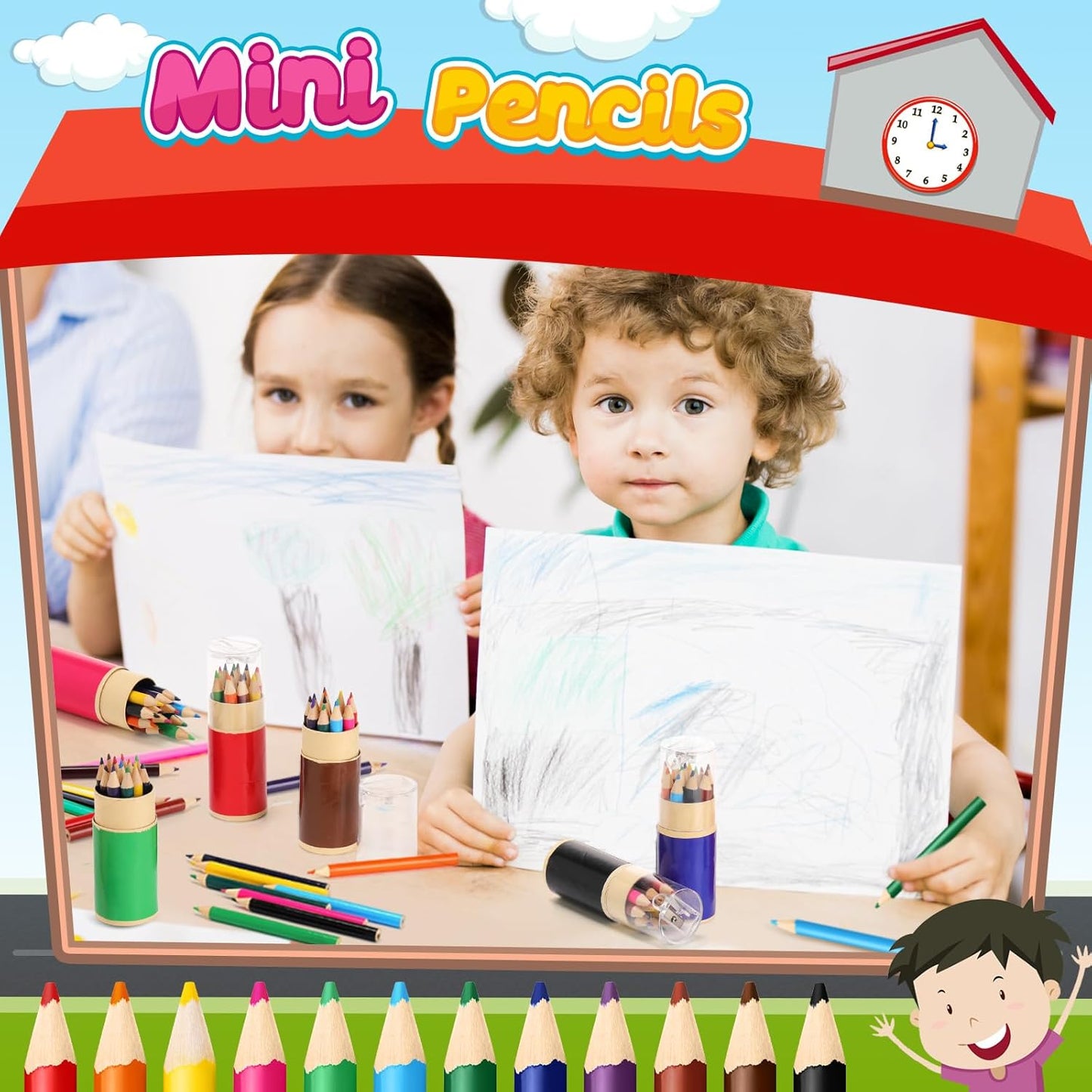 24 Sets Mini Drawing Colored Pencils Bulk with Sharpener for Kids 3.5" Small 12 Colors Travel Colored Portable Pencil Set Back to School Gifts for Students Adults Art Painting Classroom