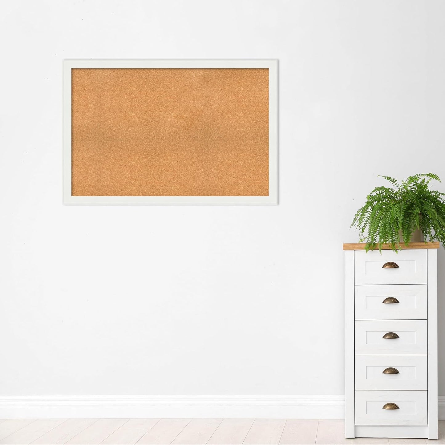 Amanti Art Natural Cork Board for Wall, 33x49 Vision Board with White Frame, Oversize Corkboard Office Decor for Home Organization, Casual Corkboard Pinboard to Display Items for Home Organization in