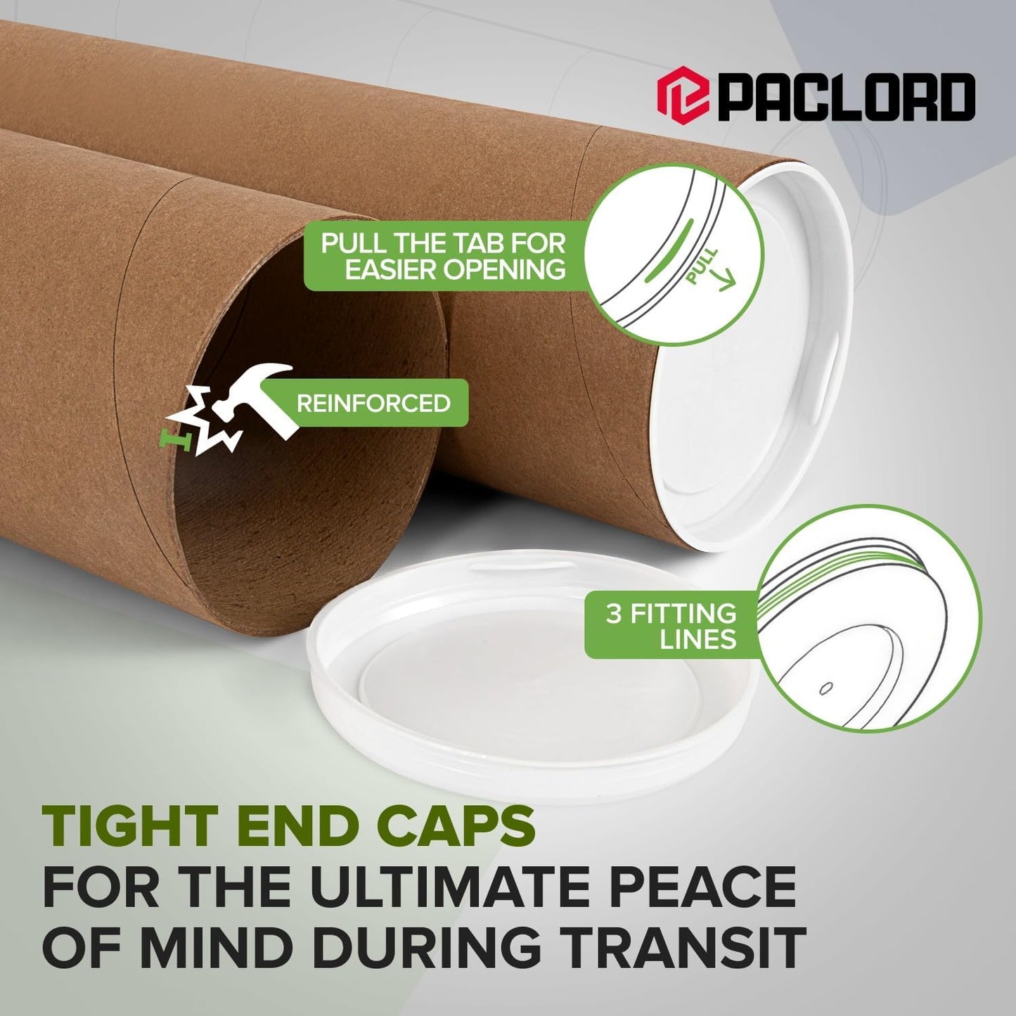 4" x 12" Reinforced Kraft Paper Mailing Tubes, Pack of 6 Tubes with 2 Caps Each – USPS Approved Poster Tube – Made in USA Cardboard Tube for Shipping and Storing Posters, Prints, Artwork, or Documents