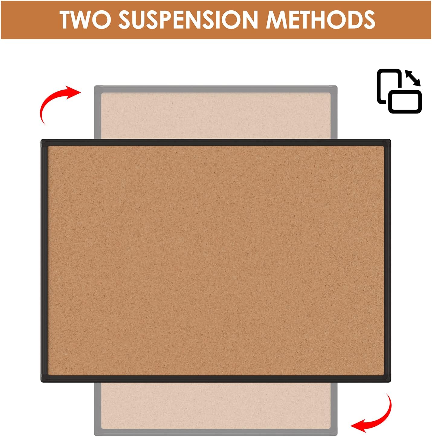 Board2by Cork Board Bulletin Board 20 x 30, Black Aluminium Framed Corkboard, Office Board for Wall Cork, Large Wall Mounted Notice Pin Board with 16 Push Pins for School, Home & Office