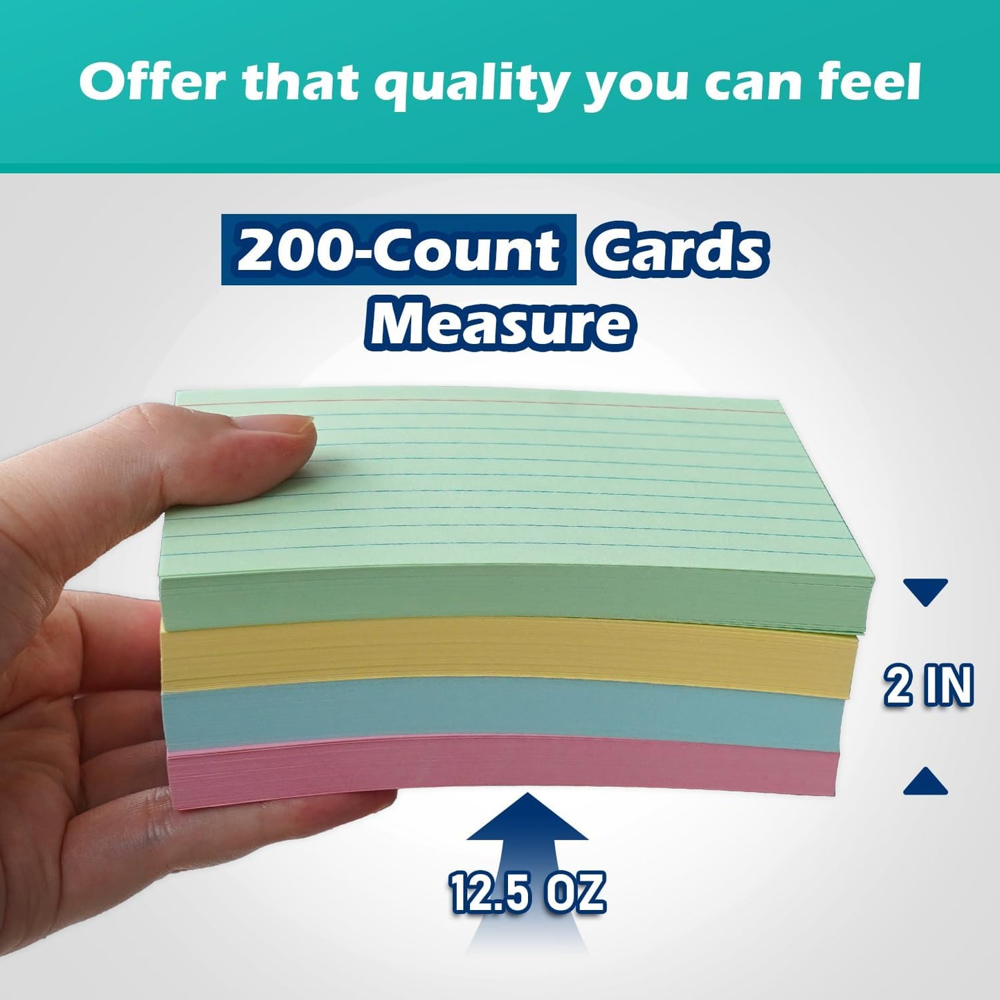 Blue Lined Index Cards 3x5 Ruled Note Cards 100 Count, 180 gsm Heavy Weight
