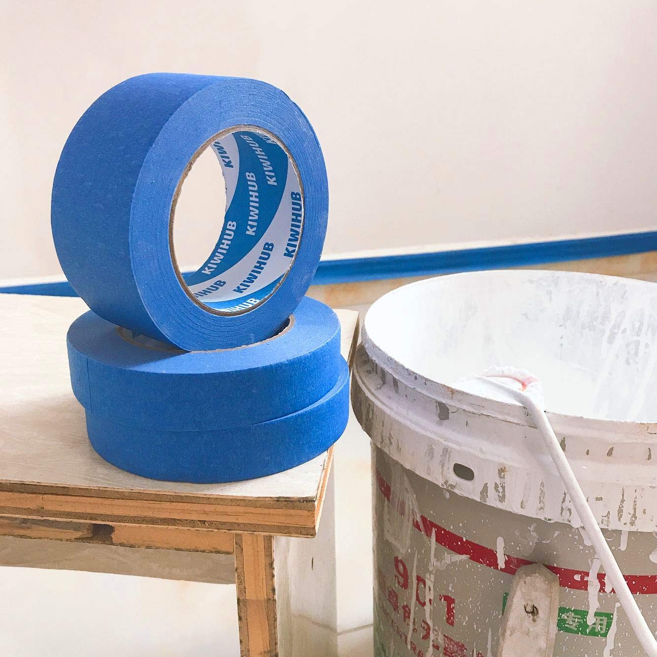 Painter's Tape, 0.6 in x 60 yd (180 Yards Total), 3 Rolls - Blue Painting & Masking Tape - Multi Surface Use - 14 Day Clean Release Trim Edge Finishing Tape