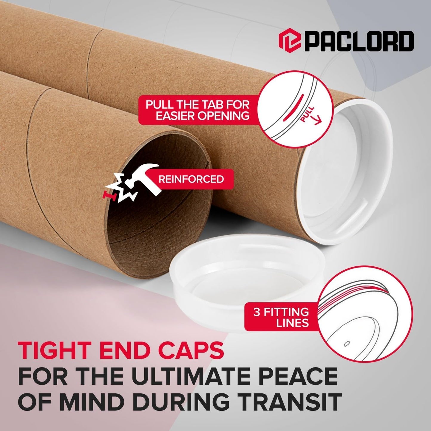 3" x 48" Heavy-Duty Reinforced Cardboard Mailing Tube, Pack of 6 Tubes with 12 Caps – Secure USPS Approved – Great for Shipping and Storing of Prints, Artwork, Posters or Documents