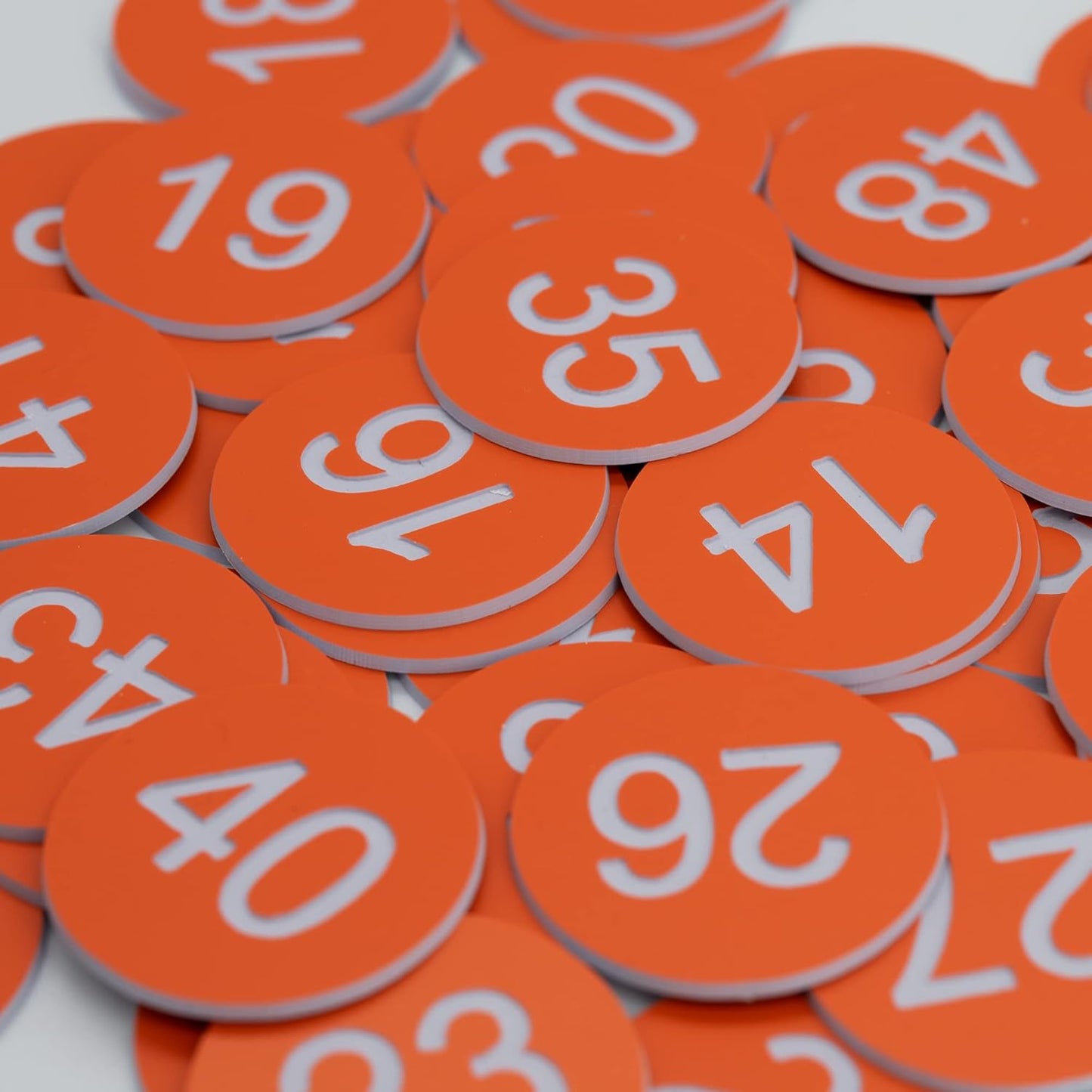 StayMax Plastic Number Tags Engraved Numbered Tags Without Hole (1-100, Orange)
