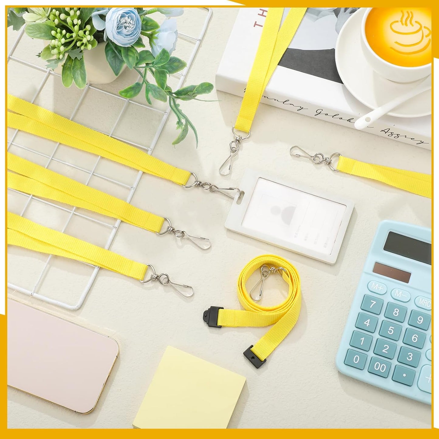 Patelai 60 Pcs Breakaway Lanyards with J Hook Bulk Flat for ID Badges Neck Badge Lanyards Card Nametag Holder Neck Straps (Yellow)
