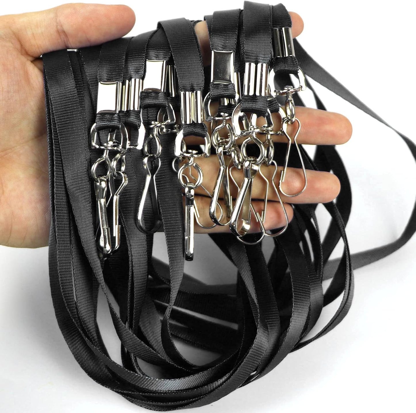 Lanyards 100 Pcs Lanyard for Id Badges Flat Lanyard with Badge Clip J-Hook