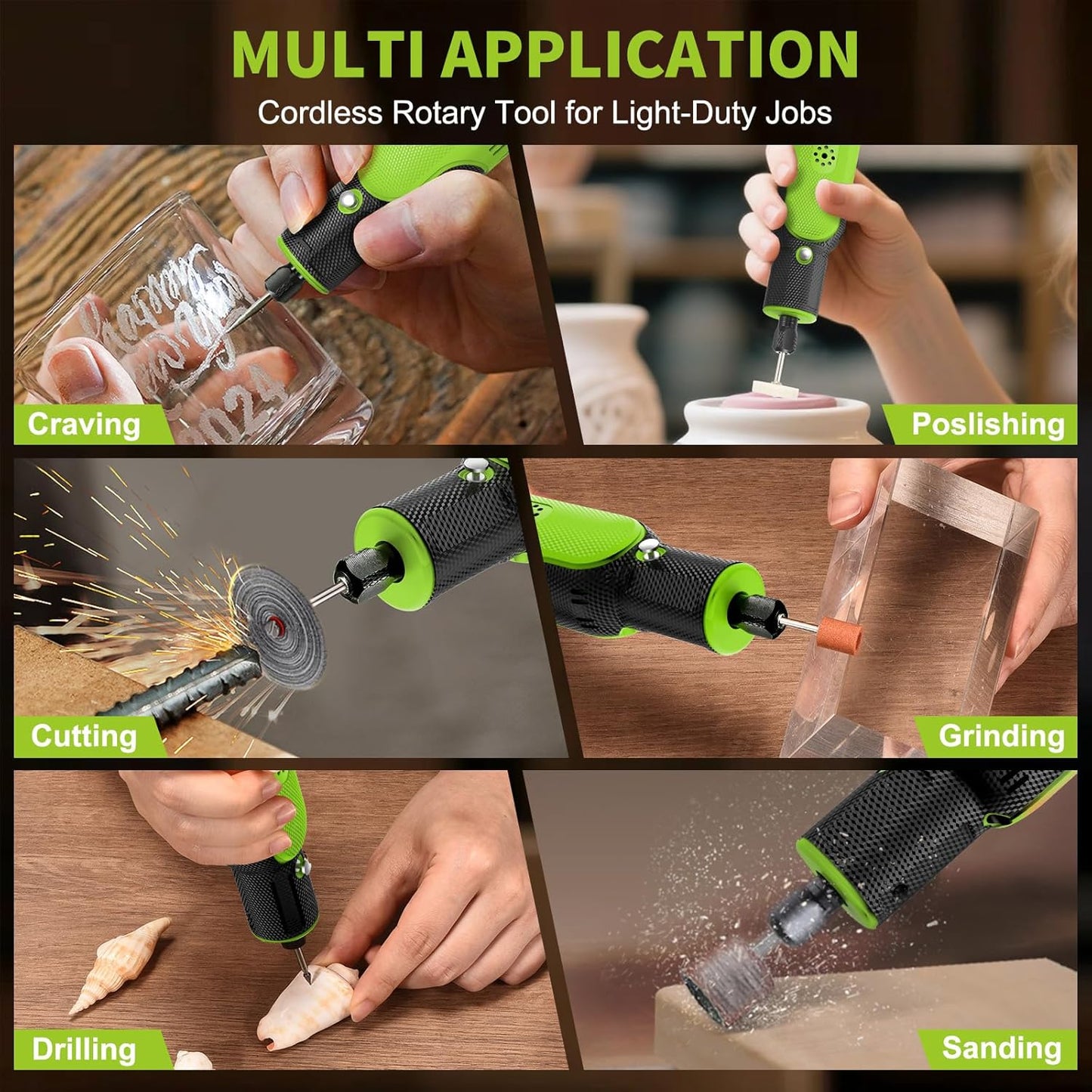 8V Cordless Rotary Tool Kit with 103pcs Accessories, USB-C Charging, 5-Speed 25000RPM mini cordless rotary tool, Power Rotary Tool for Engraving, Sanding, Drilling, Polishing, DIY Crafts