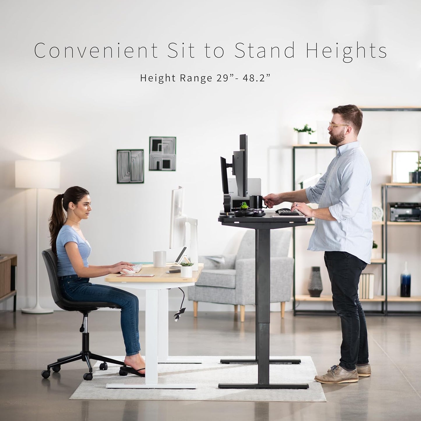 VIVO Electric Dry Erase 60 x 24 in Standing Desk, Memory Height Adjustment, 1B Series, Whiteboard Top Black Frame, DESK-KIT-1B6WE