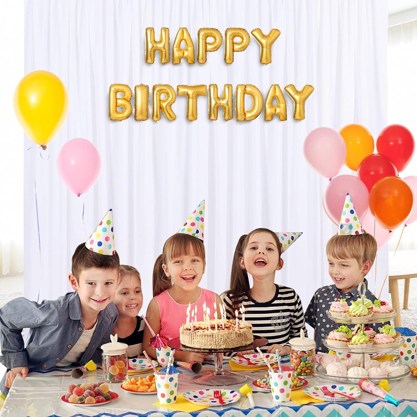 White Backdrop Curtains 30ft x 10ft: Polyester Photography Backdrop Drapes - Wedding Party Photo Shoot Background 6 Panels 5x10ft