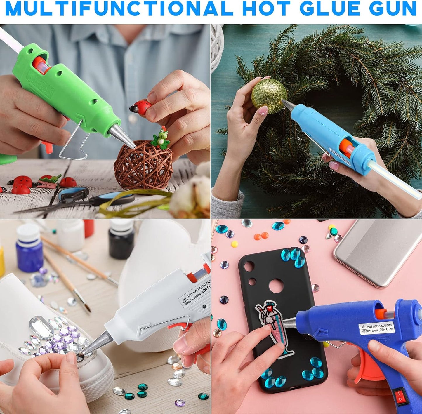 Zhengmy 24 Pcs Mini Hot Glue Gun with 40 Sticks Crafts Hot Glue Guns High Temp Repairs Kit for School DIY Arts Class Projects Office Home Quick Repairs