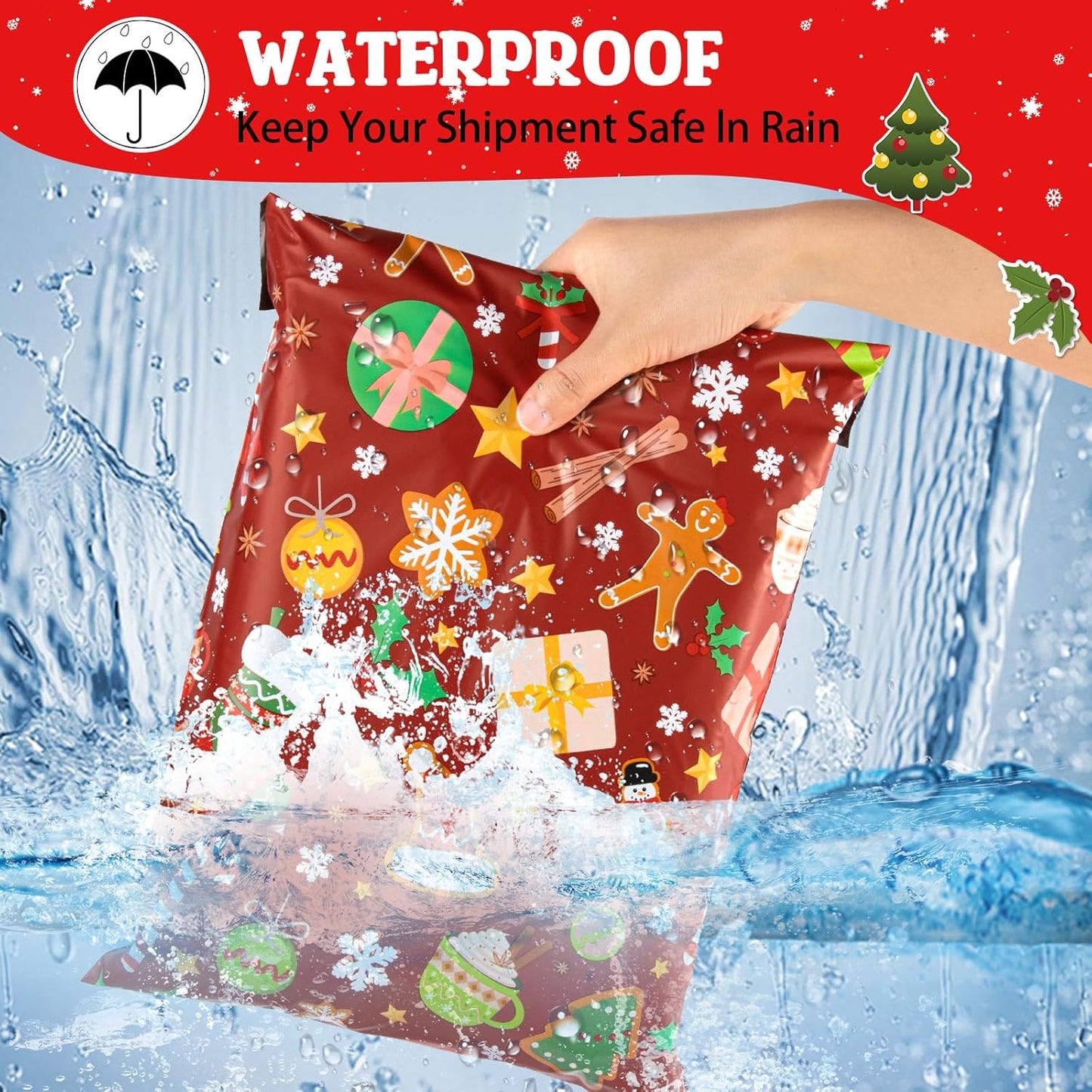 Oududianzi Christmas Poly Mailers 10x13, 100PCS Waterproof Shipping Bags, Self Seal Mailers Poly Bags for Shipping, Holiday Polymailer Packaging Bags for Christmas Gift