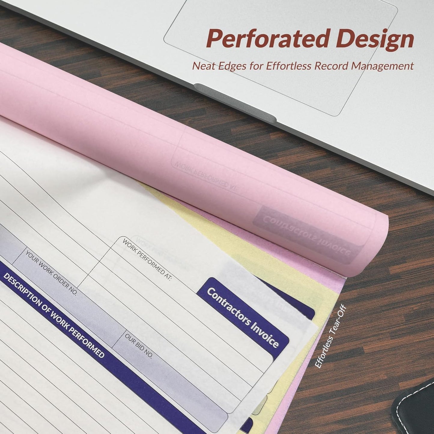 Large Contractor Invoice Book, Invoice Receipt Book for Small Business, 3 Part Carbonless Work Order Estimate Forms, 8x11 in, 200 Sets (4 Books)