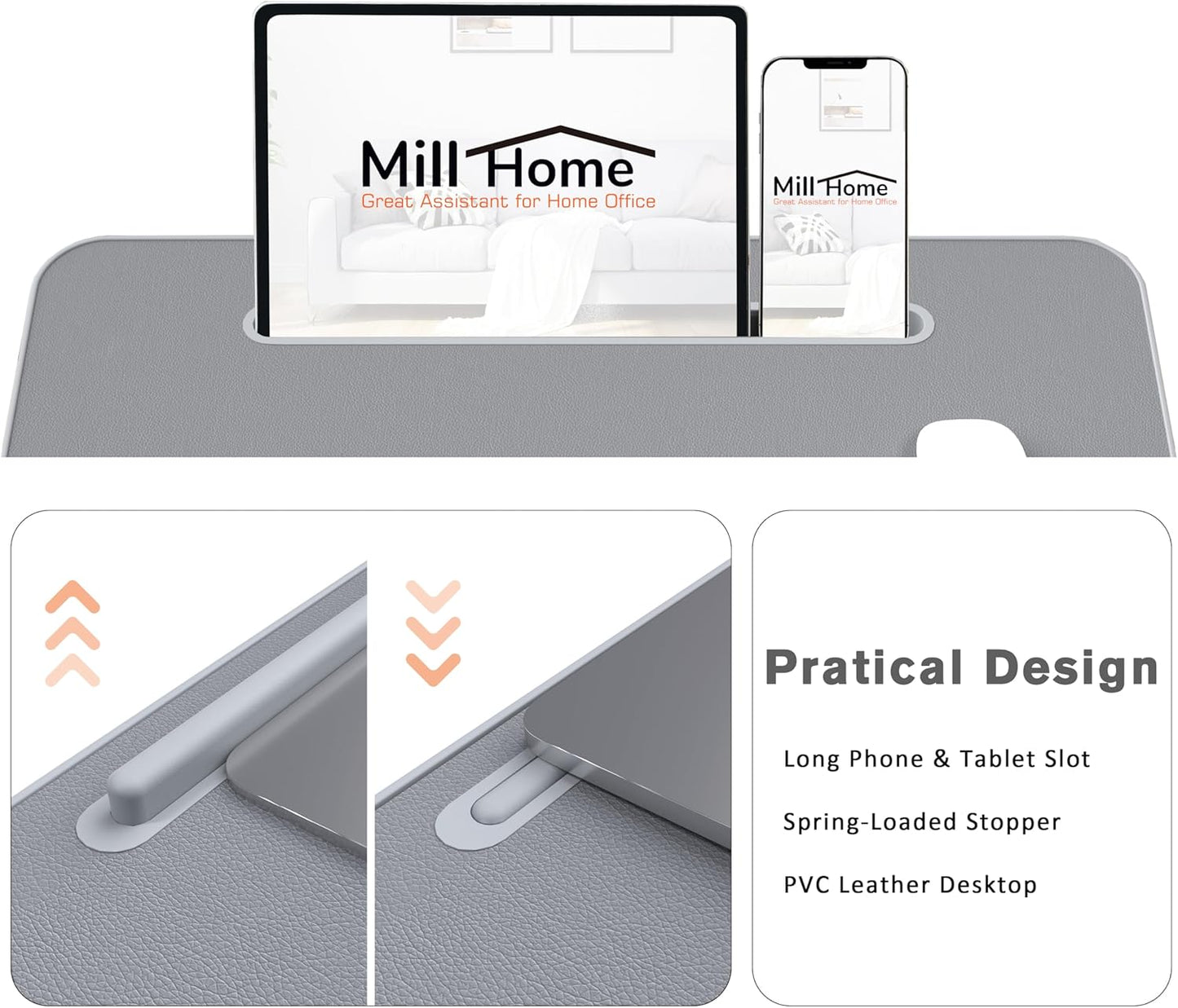 Millhome Lap Desk | Portable Laptop Desk – Fits Up to 17.3" Laptops – Detachable & Washable Cushion, Phone Holder, Device Ledge – for Writing, Working, Reading on Bed, Couch, Sofa, Floor – Black Skull