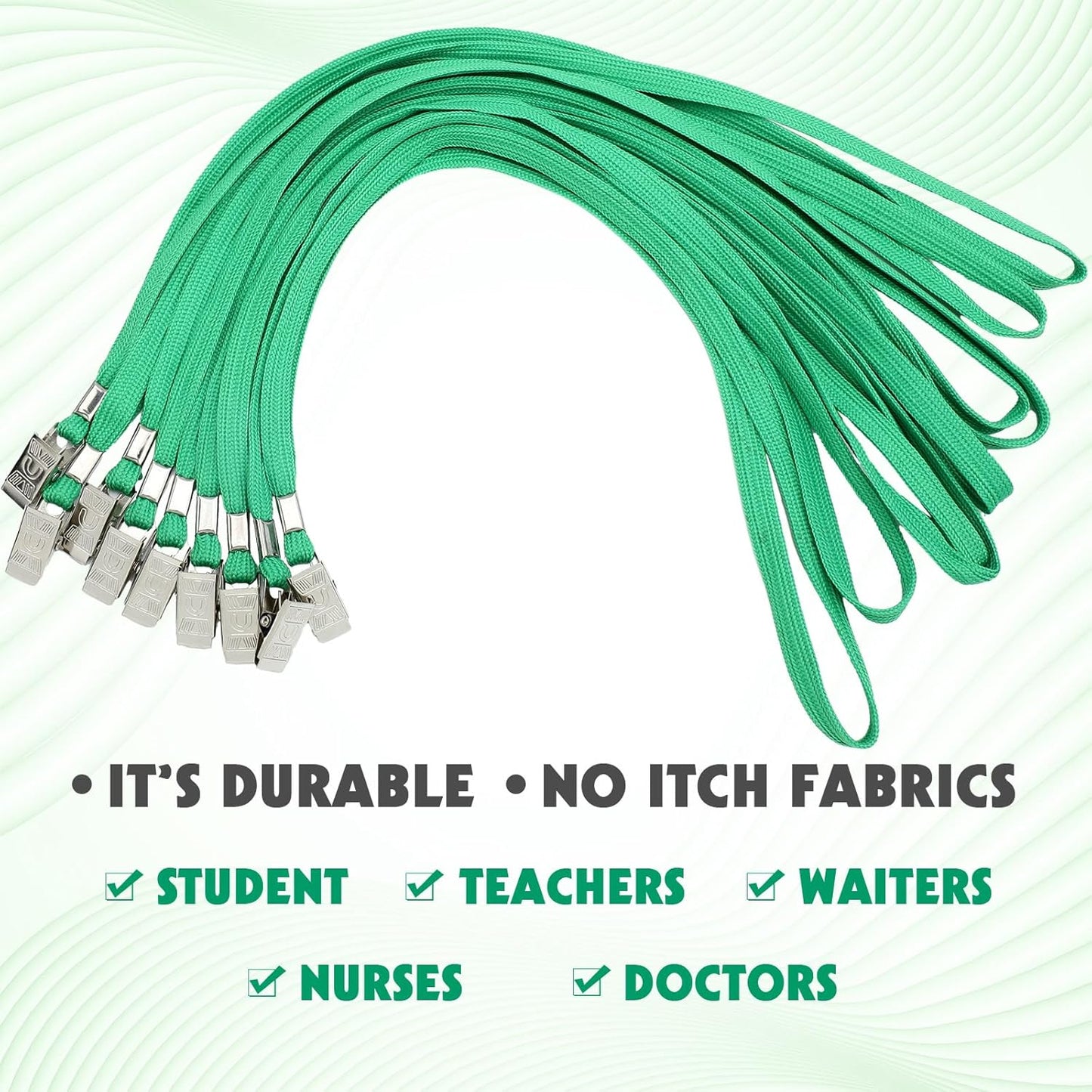 Hoolerry 300 Pcs Lanyards Clips Bulk for ID Name Badge Holder Lanyards Flat with Swivel Hook for Office School(Green)