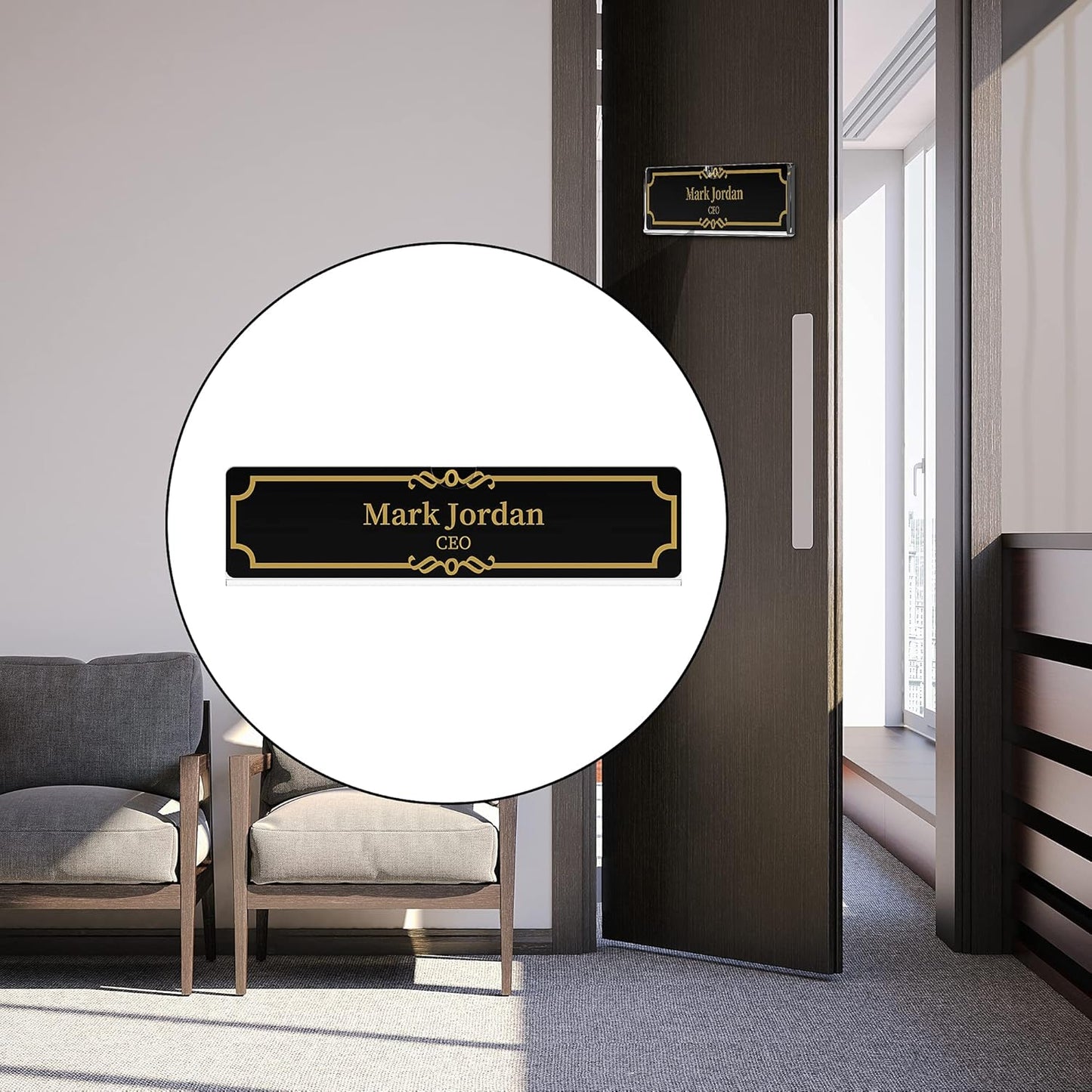Acrylic Wall Name Plate Holder, Door Plate with Adhesive Tapes, Clear Sign Holder Frame, 2"x8", 10 Pack