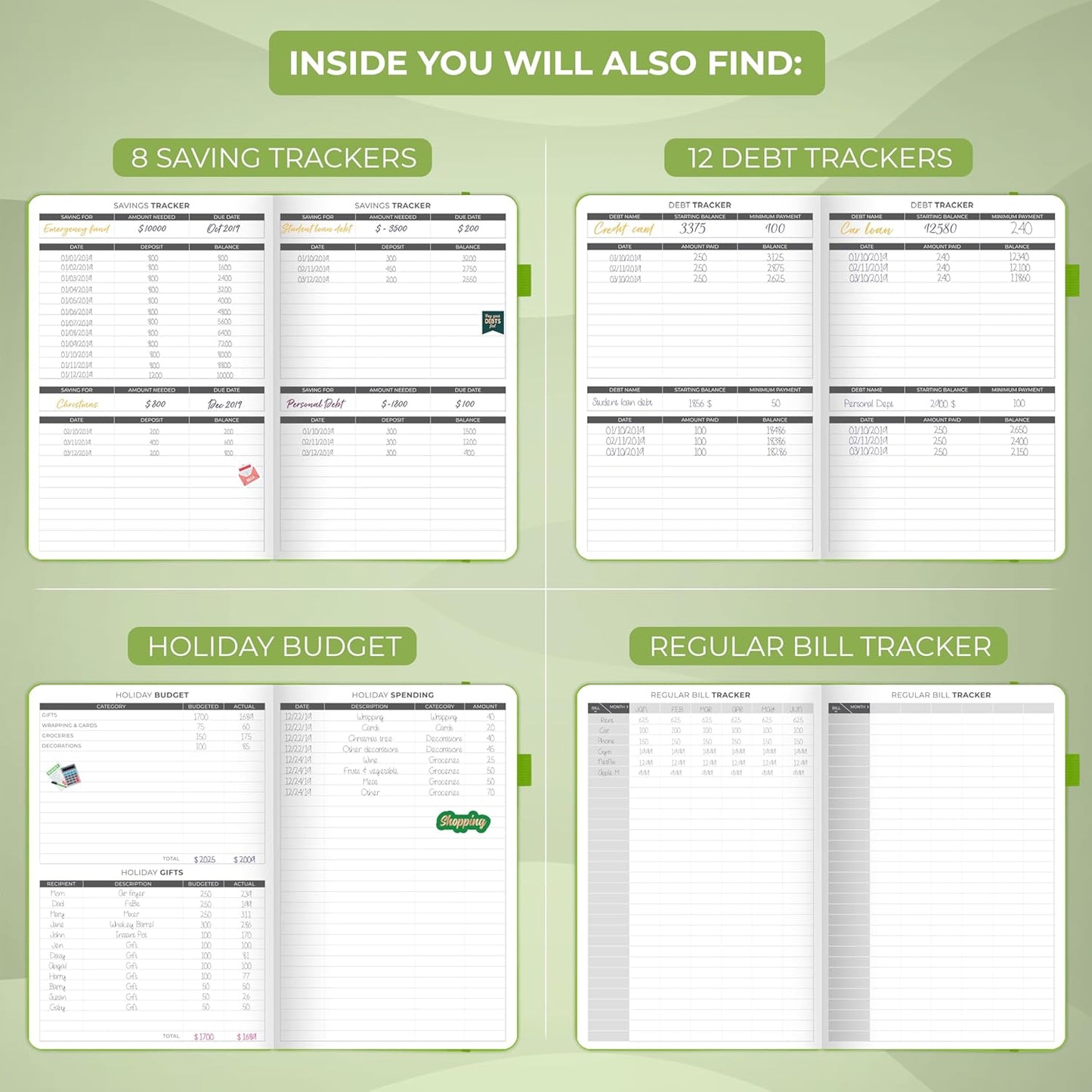 Clever Fox Budget Planner - Expense Tracker Notebook. Monthly Budgeting Organizer, Finance Logbook & Accounts Book, Bill Tracker, A5 (Green)