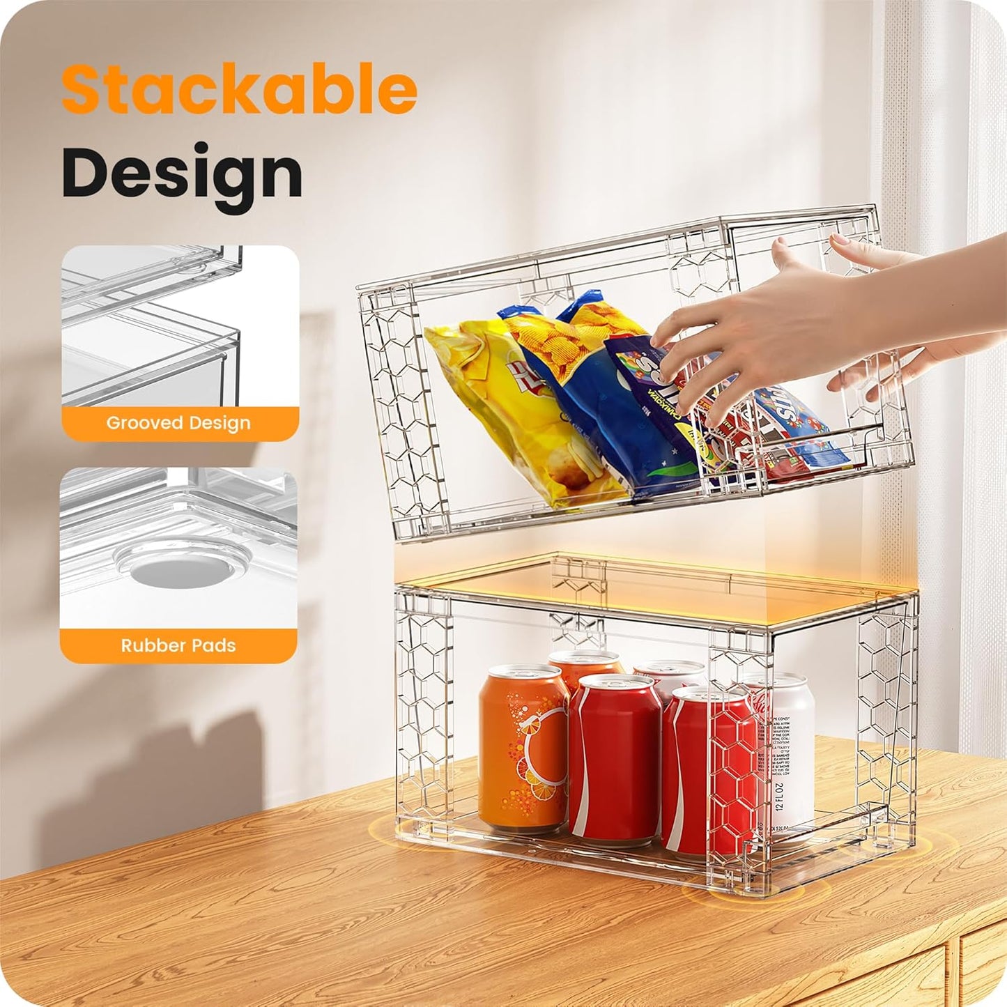 A-LuGei γπ°π£ππ¦γ Acrylic Stackable Storage Drawers, 11.8" L Makeup Organizer, Bathroom Organizer and Storage, Plastic Storage Bins for Kitchen Cabinet Pantry Medicine Fridge