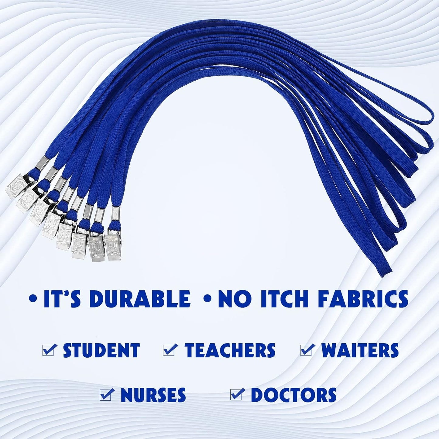 Hoolerry 300 Pcs Lanyards Clips Bulk for ID Name Badge Holder Lanyards Flat with Swivel Hook for Office School(Blue)