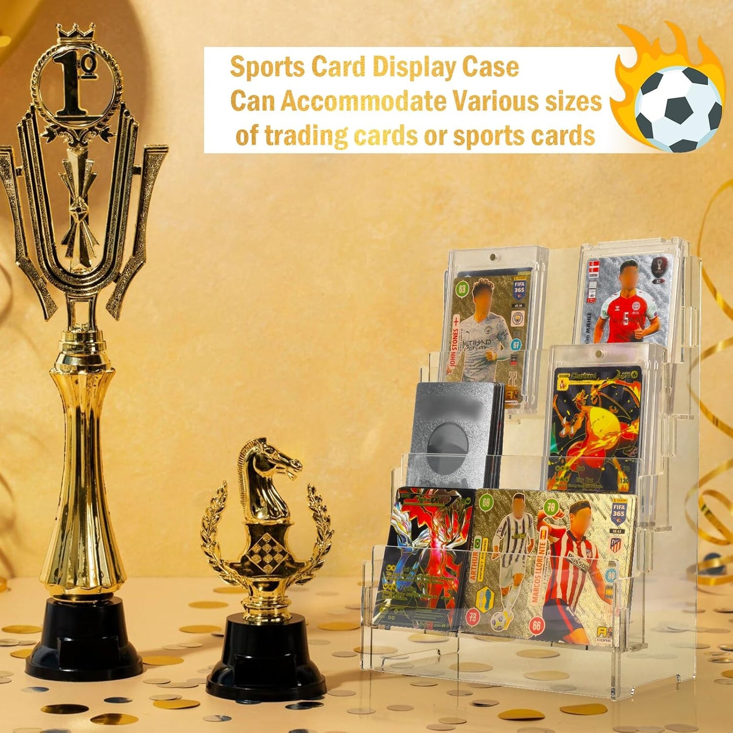 3 Tier Acrylic Trading Card Display Stand Graded Card Display Baseball Card Display Case Sports Card Display Case Magnetic Card Holder Stand Stadium Displays for Trade Shows Vendors Retail (No Cards)