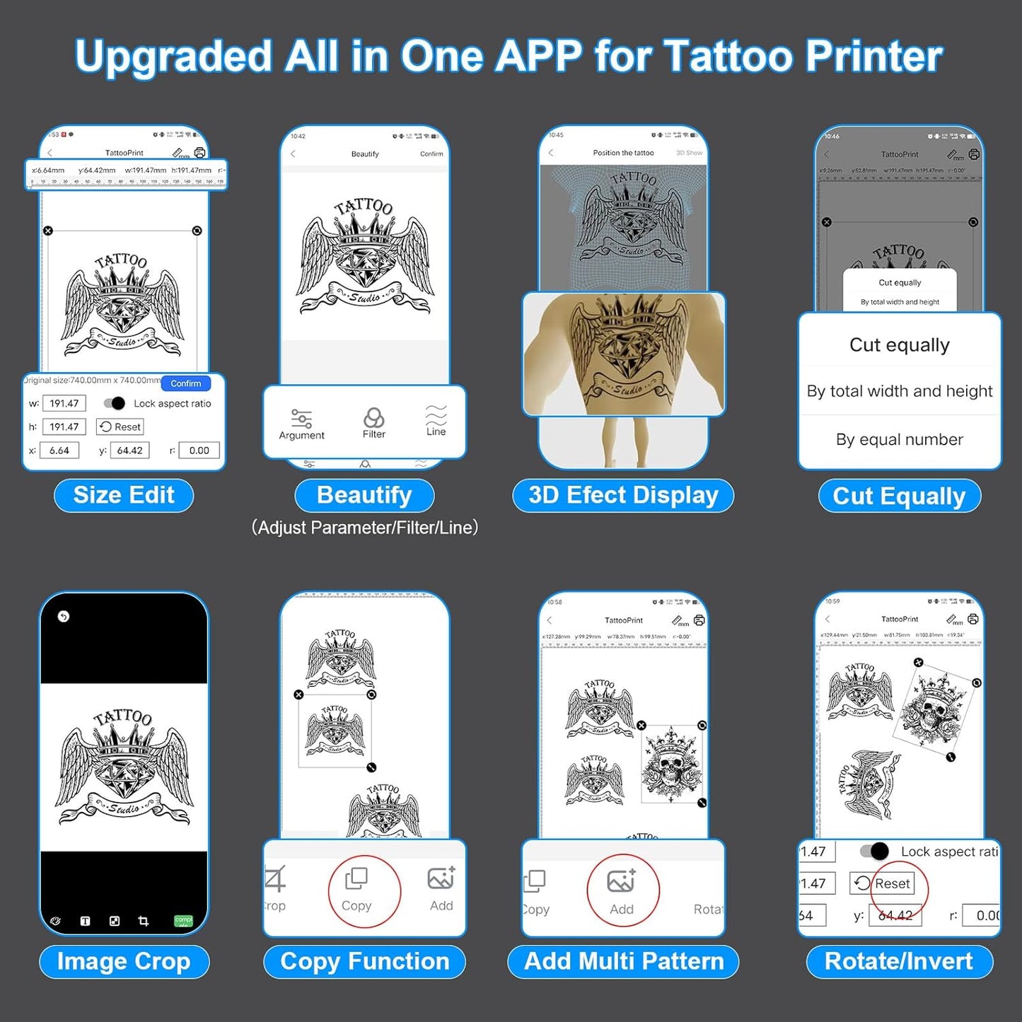 P19 Tattoo Stencil Printer Wireless Bluetooth Thermal Temporary Tattoo Transfer Printer Machine Kit for Tattoo Artists & Beginners