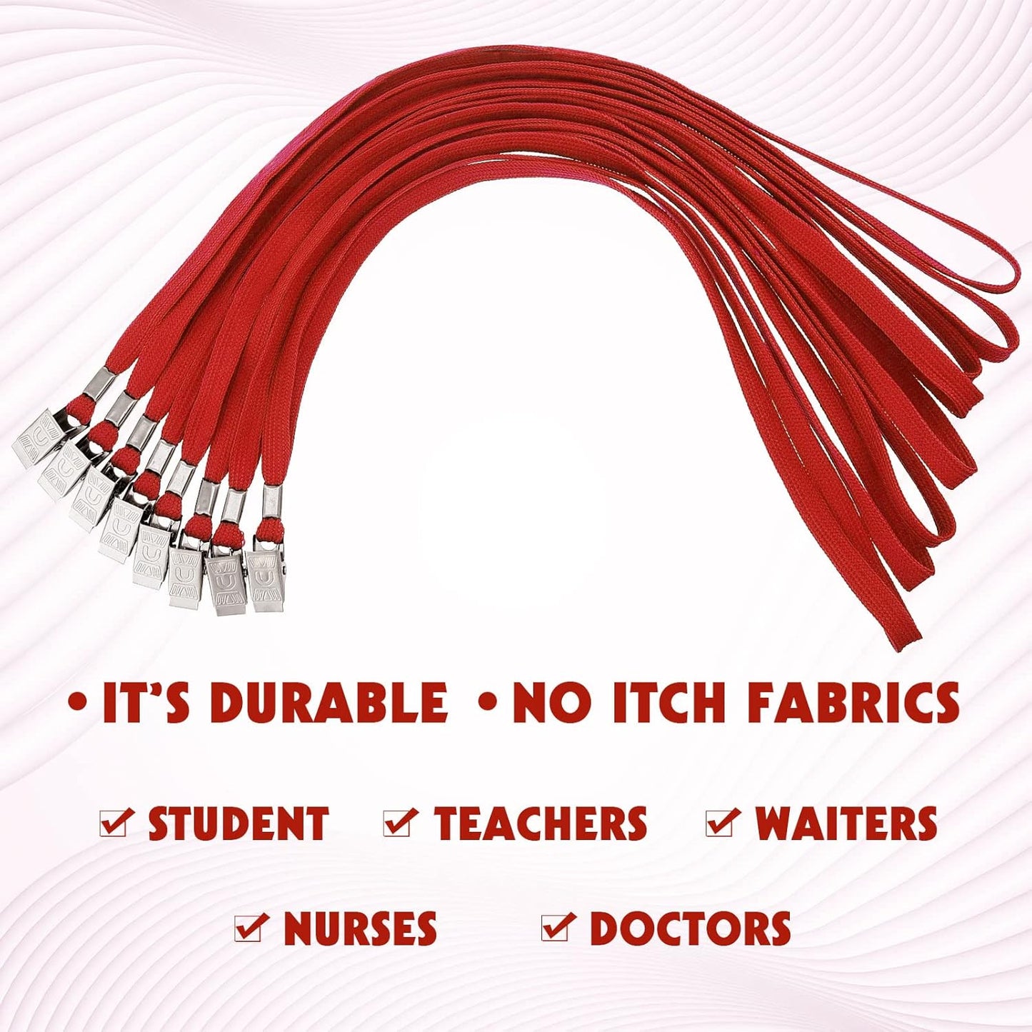 Hoolerry 300 Pcs Lanyards Clips Bulk for ID Name Badge Holder Lanyards Flat with Swivel Hook for Office School(Red)