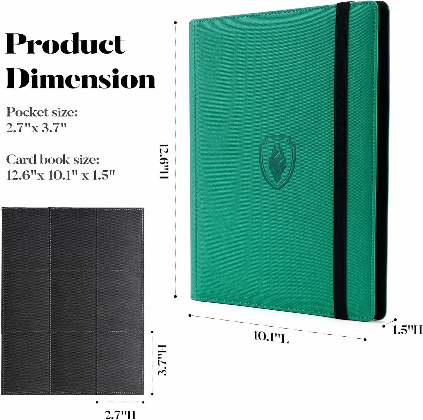 Premium Card Binder 9 Pocket, Fabmaker PU Cover Trading Card Binder for 360 Cards, Sturdy Card Collection Album, Card Holder Folders for YuGiOh, MTG, TCG, Game Cards & Sports Cards, Turquoise