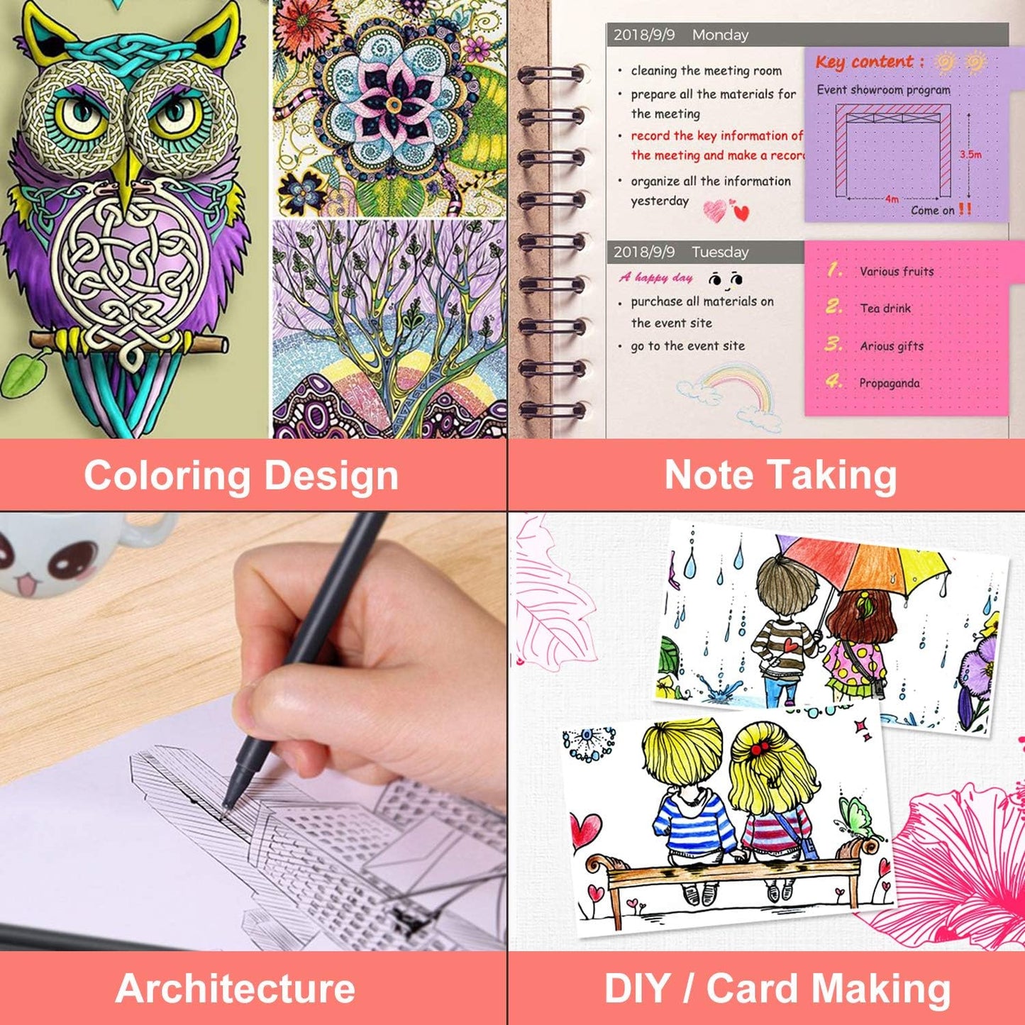 iBayam Journal Planner Pens Colored Pens, Office School Supplies, Fine Point Fineliner Drawing Art Markers for Bullet Journaling Scrapbooking Notebook Writing Note Taking Calendar Stationary, 18-Color