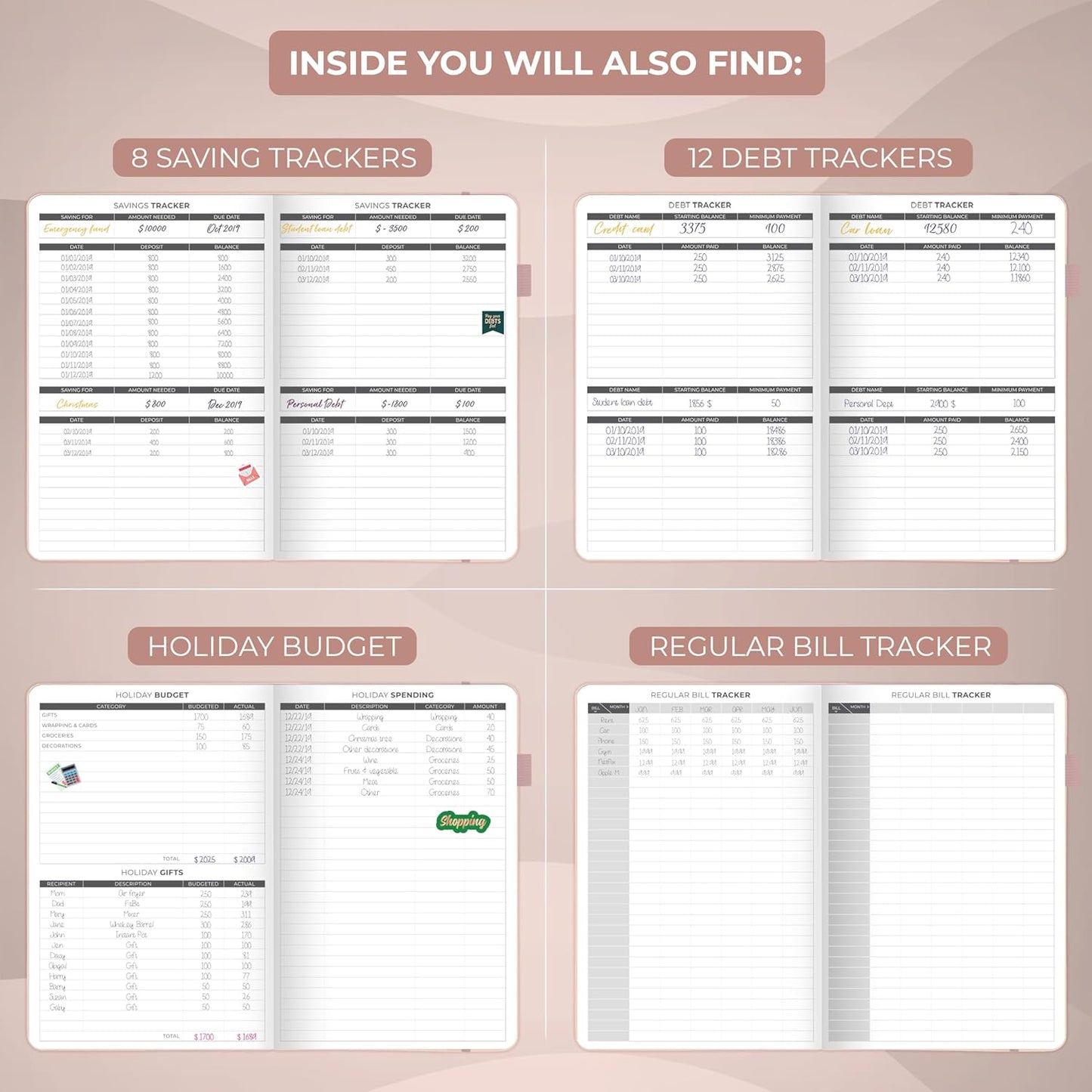 Clever Fox Budget Planner - Expense Tracker Notebook. Monthly Budgeting Organizer, Finance Logbook & Accounts Book, Bill Tracker, A5 (Rose Gold)