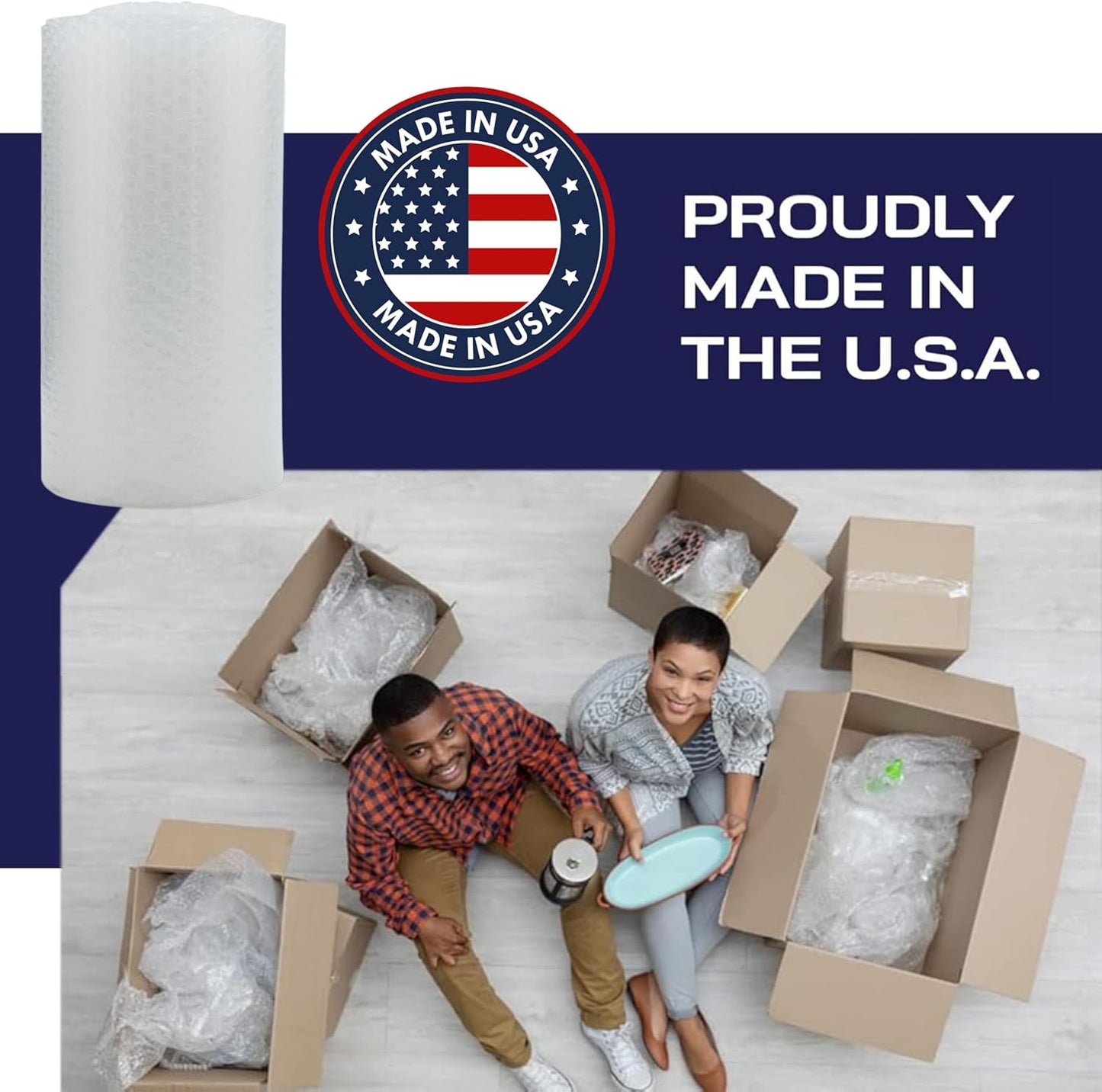 Protective Bubble Roll Wrap - 65FTx12IN Clear, 1/2" Dense Large Bubble Cushioning for Fragile Items, Dish Packing & Packaging Supplies Shipping & Storage - Perforated Every 12IN