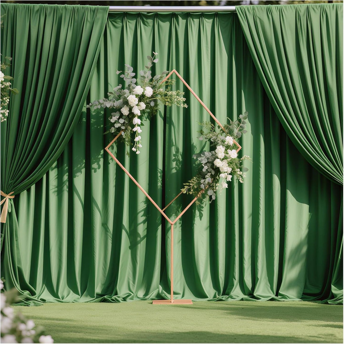 Sage Green Backdrop Curtains 20x10ft: Outdoor Polyester Photo Backdrop Drapes - 4 Panels 5x10ft for Rustic Birthday Party Background Decoration