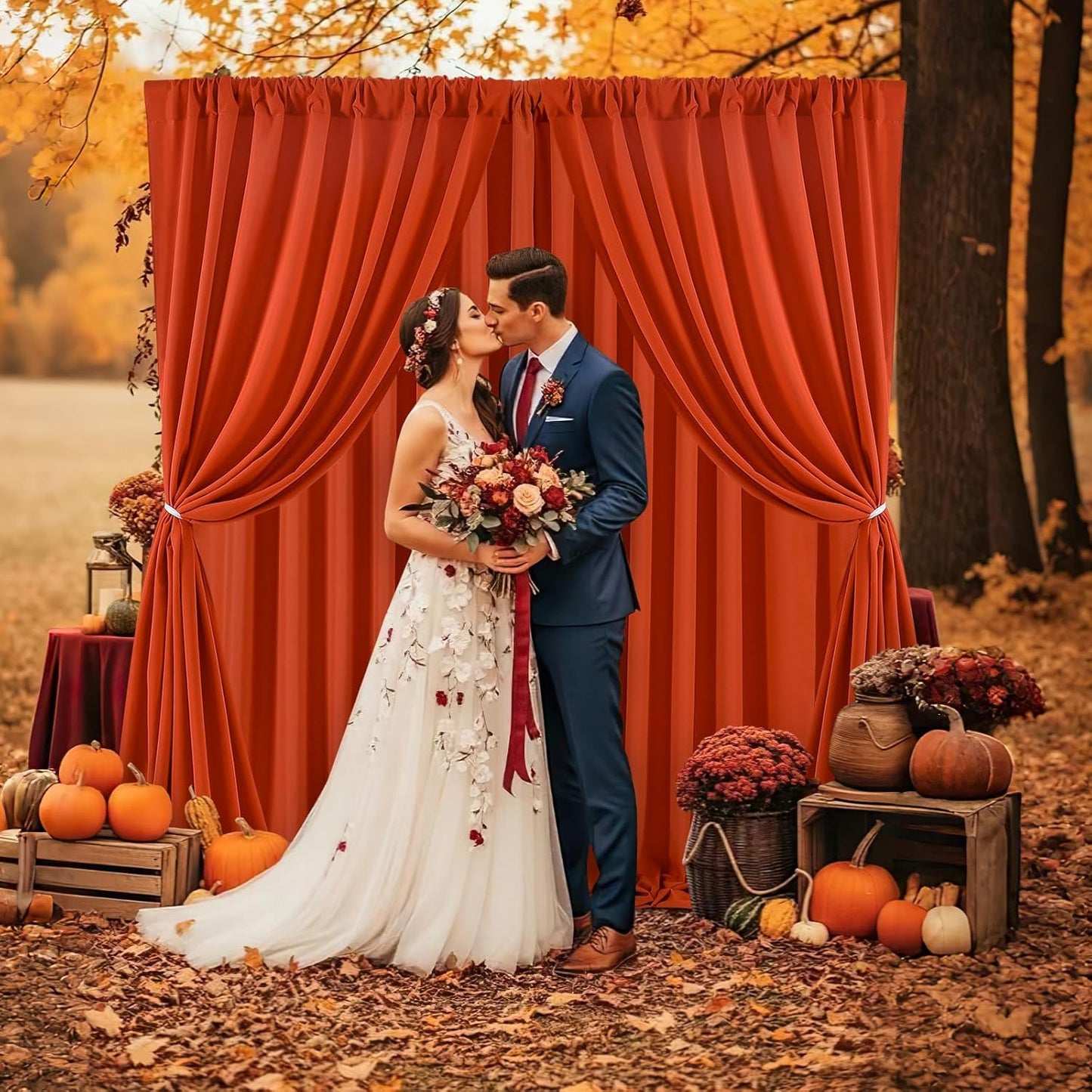 Rust Backdrop Curtains 10ft x 10ft Polyester Photo Backdrop Drapes for Birthday Party Stage Window Supplies Decorations