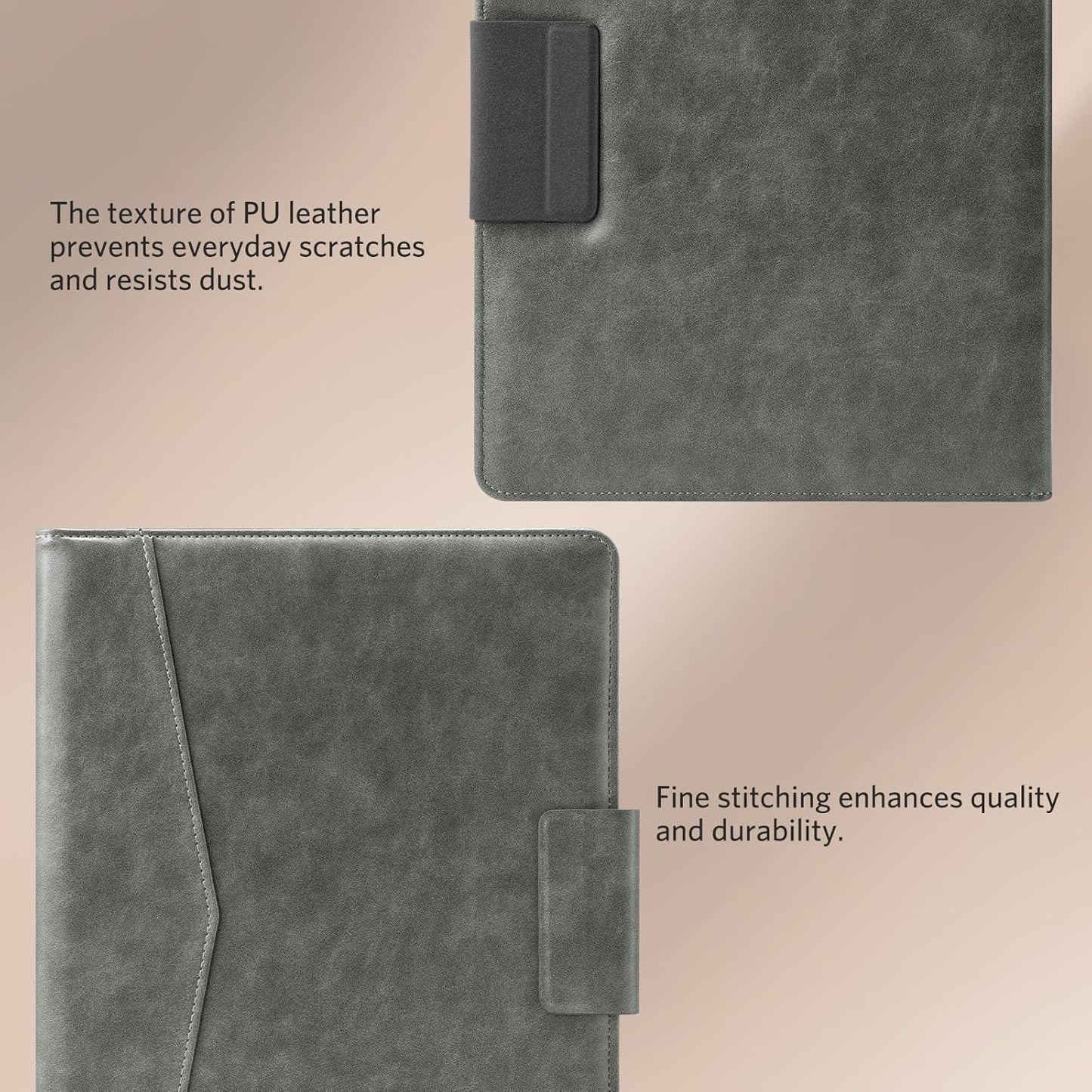 CoBak Premium PU Leather Case for Remarkable Paper Pro 11.8" (2024) – Slim Magnetic Back Cover with Auto Sleep/Wake, Folder Design, Magnetic Pen Holder Strap, Gray Leather