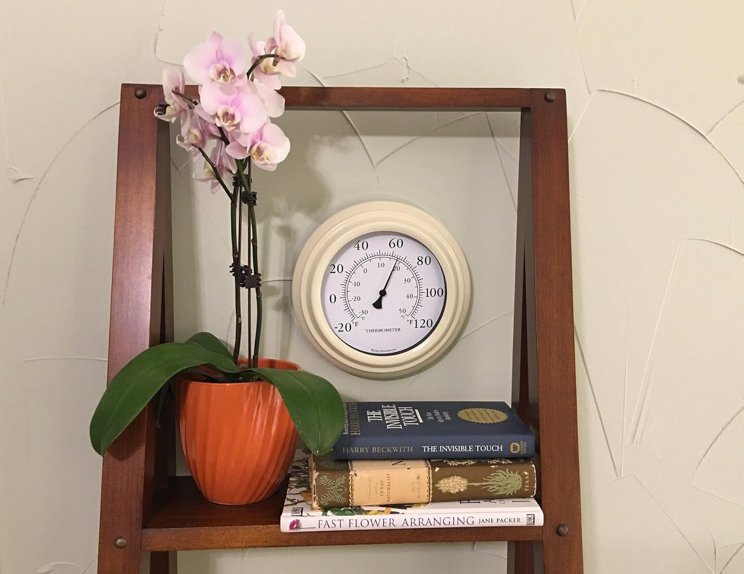 8" Cream Decorative Indoor/Outdoor Thermometer