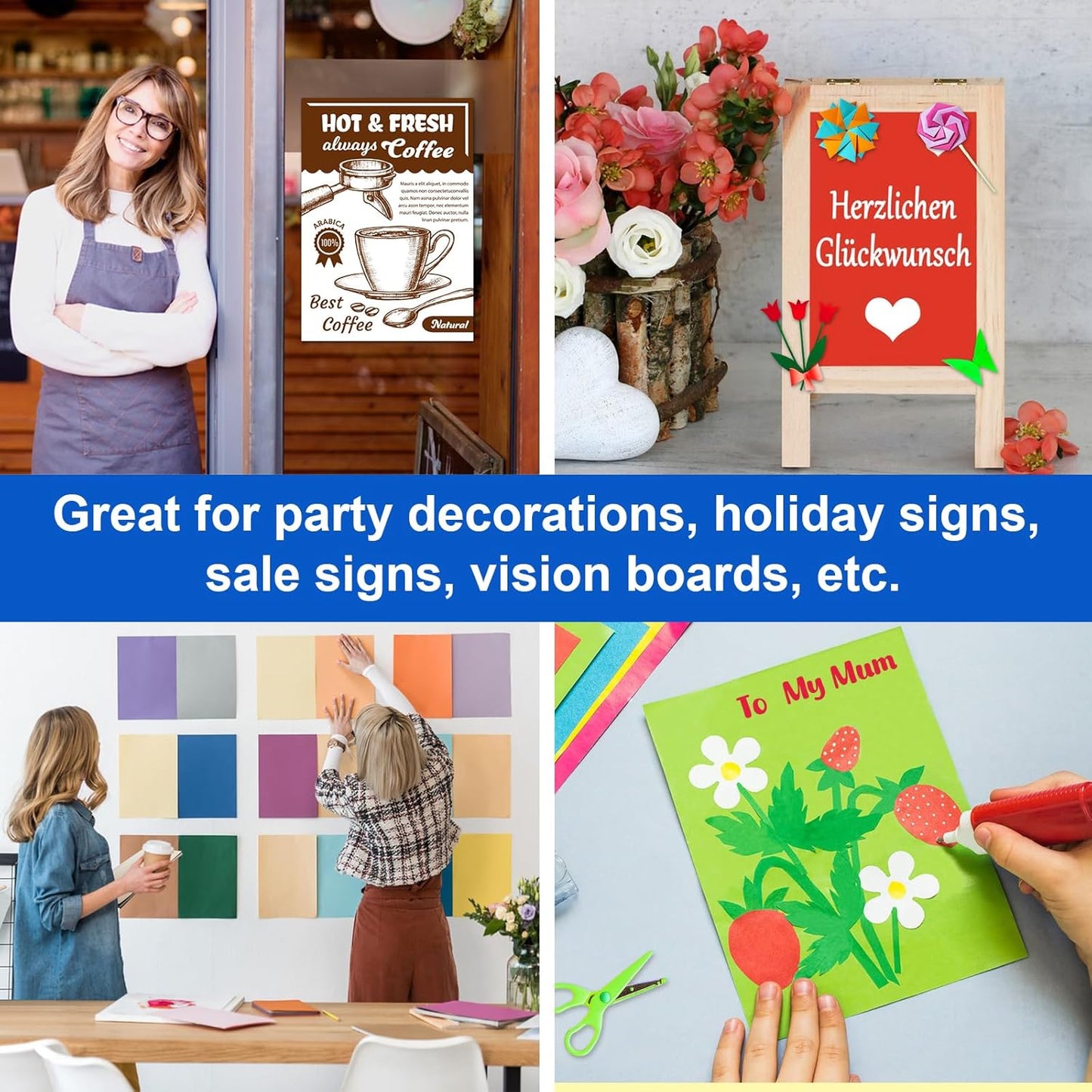 20 Pcs Poster Board Colorful Paper 12x18, ROOKEA Vision Boards Bulk Blank Graphic Display Posterboard Card Paper for Kids School Classroom Arts Craft Projects Drawing Scrapbooking