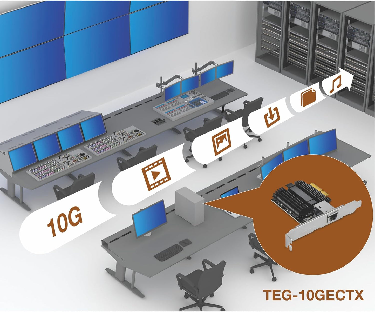 TRENDnet 10G PCIe Network Adapter, TEG-10GECTX, Convert a PCI Express Slot Into a 10 Gigabit Ethernet Port, 802.1Q VLAN Tagging, Windows and Windows Server Support
