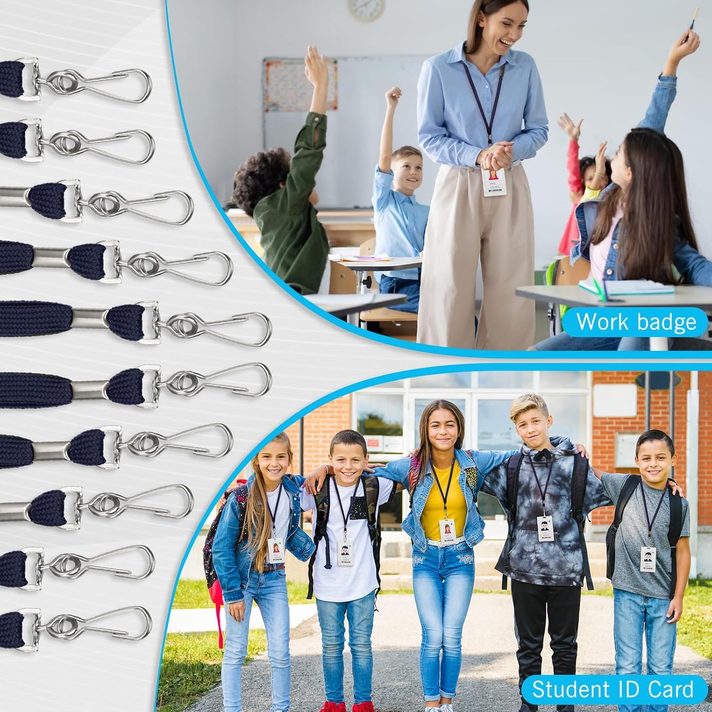Windyun Breakaway Lanyards for ID Badges Bulk Lanyards Strap with J Hook Flat Lanyards School and Office Supplies